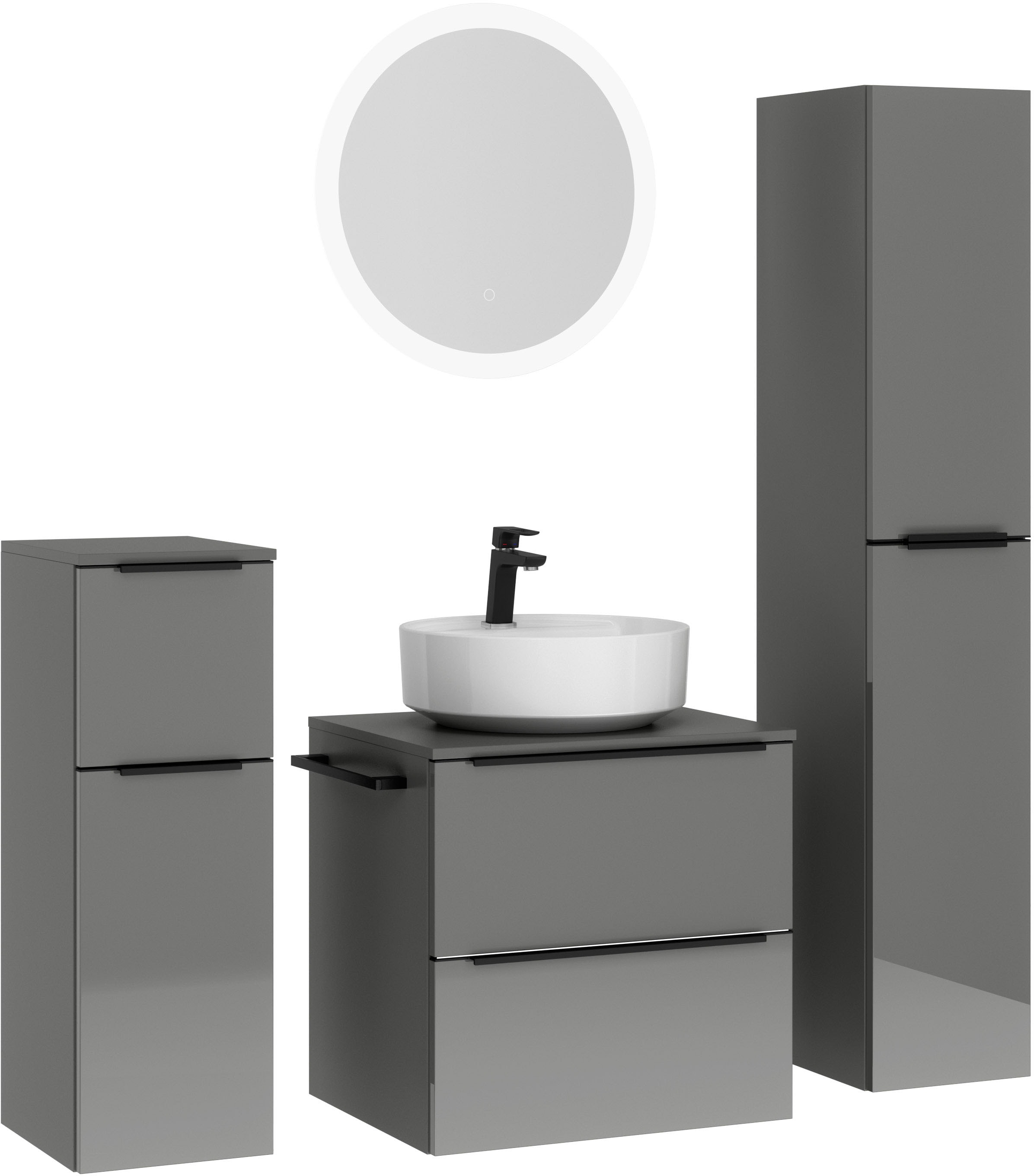 nobilia® Badmöbel-Set »Alvene«, (4 St., vormontiert, mit Soft-Close), Hochg günstig online kaufen