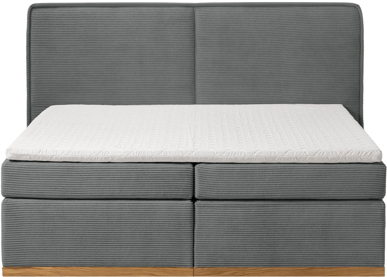 Home affaire Boxspringbett »SHERWOOD Hotelbett, Polsterbett«, Hochwertiger Cord,weiche Velours-Struktur, mit Topper, Eiche