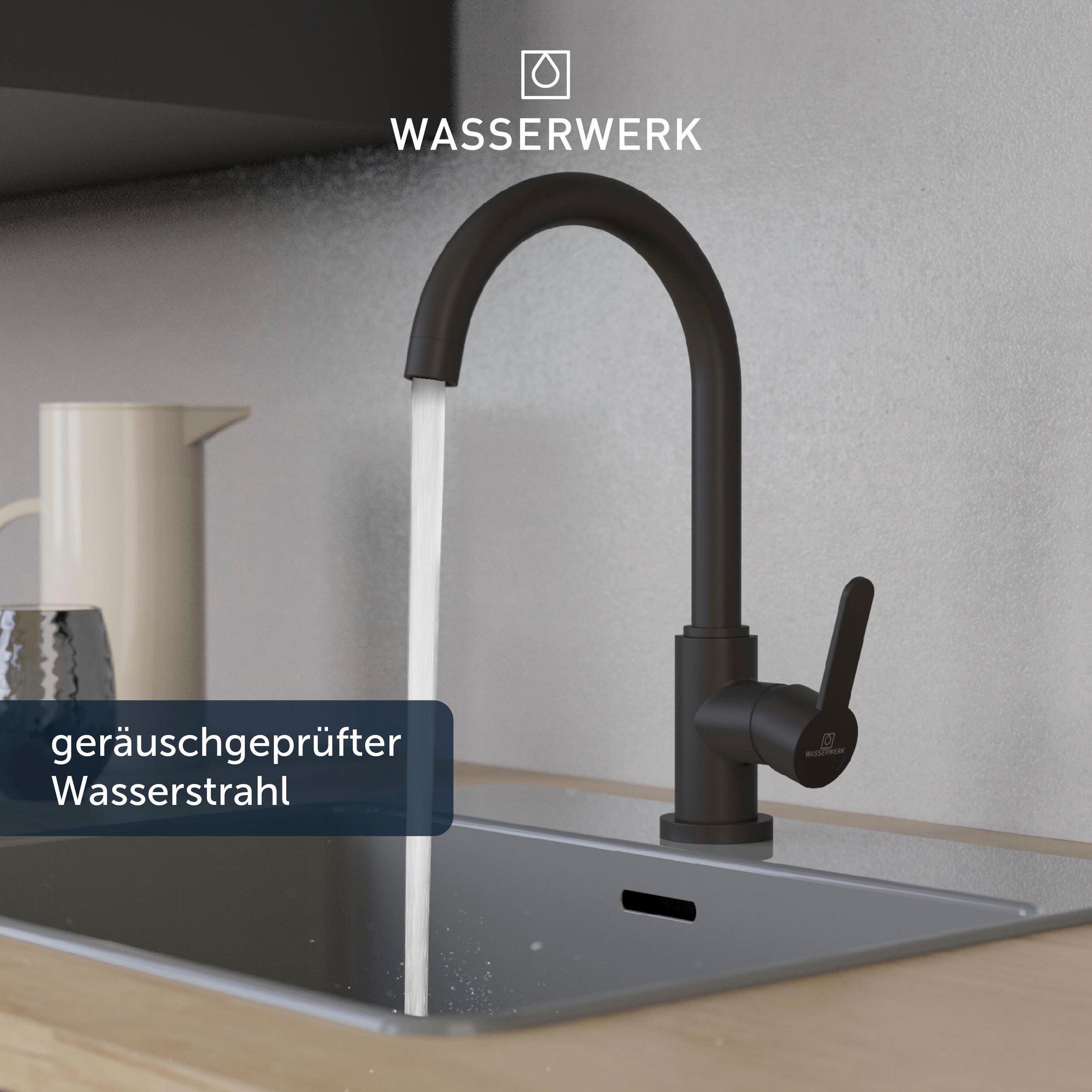 WASSERWERK Spültischarmatur »WK 5, Wasserhahn, Küche, Einhebelmischer«, 360° schwenkbar, Cold-Start-Funkt., geräuscharm