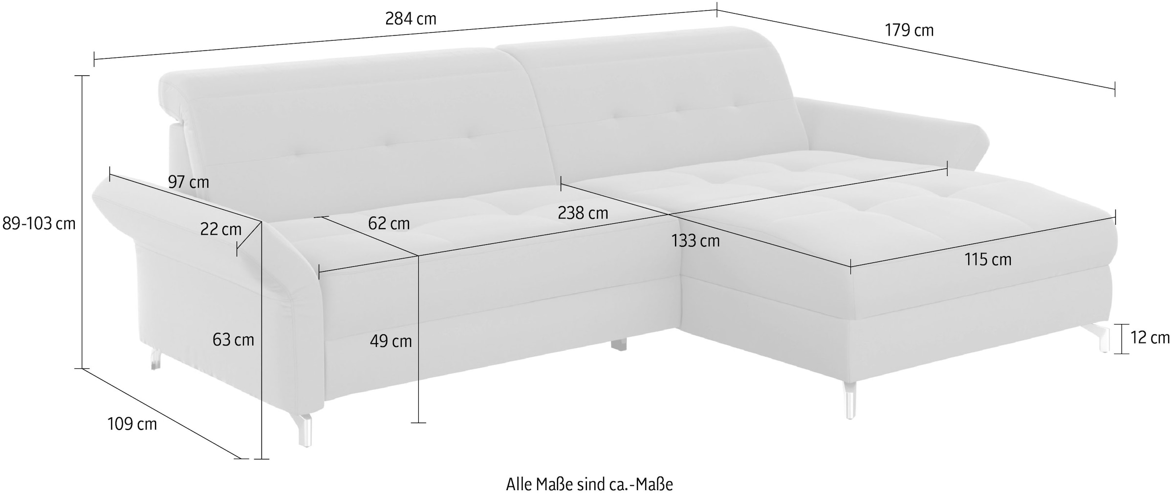 INOSIGN Ecksofa »Maredo L-Form«, Federkern, wahlweise auch mit Kopfteil- und Armlehnverstellung