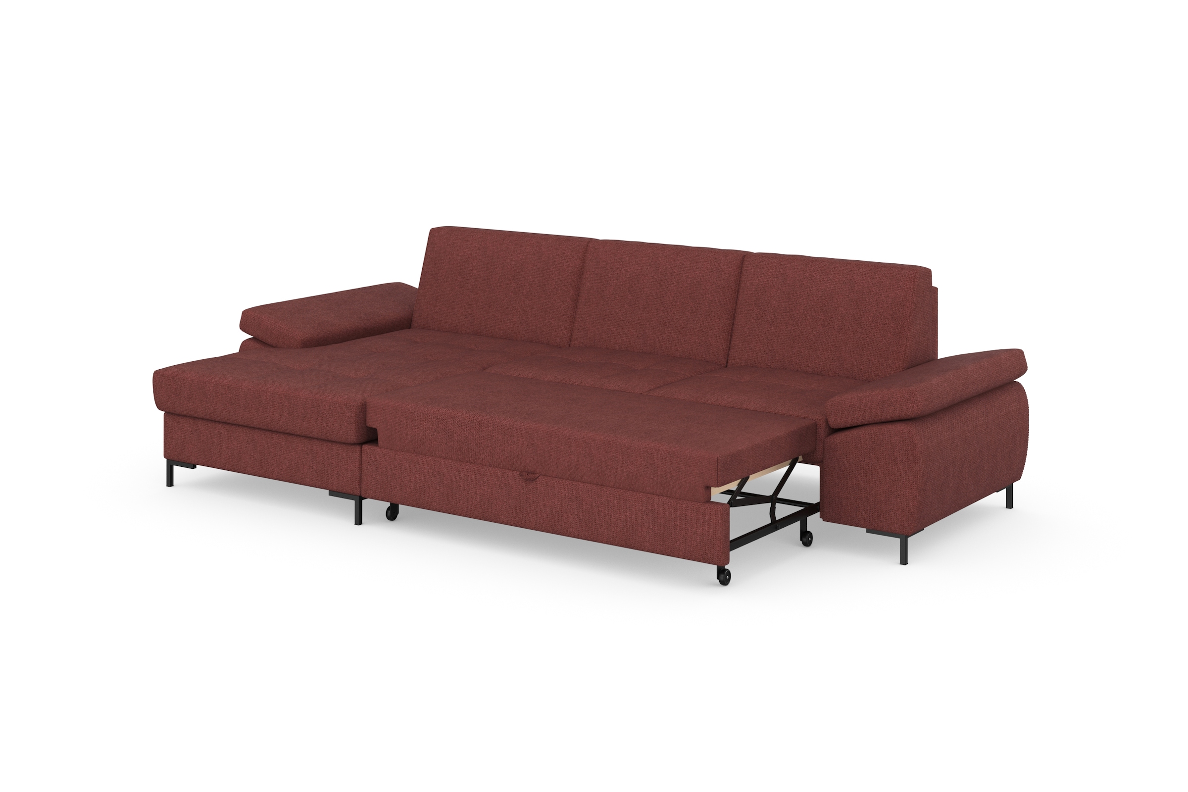 DOMO collection Ecksofa »Capelo, komfortabel, klare Linien zeichnen dieses Design aus, L-Form«, mit Armteilverstellung, wahlweise mit Bettfunktion, Federkern