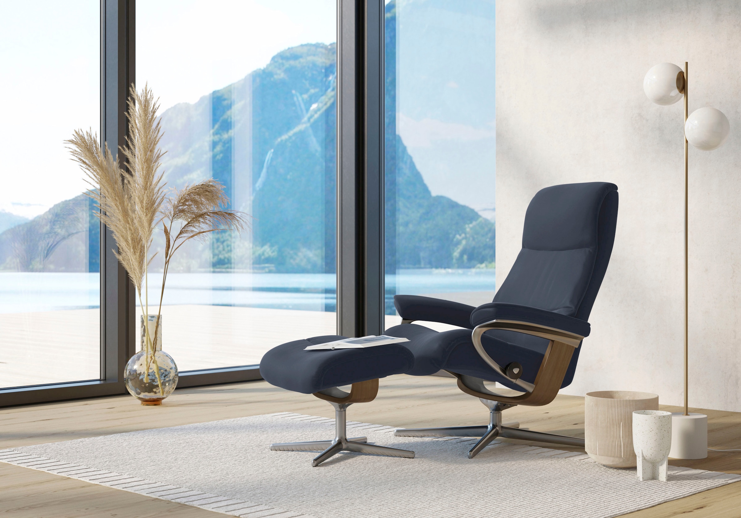 Stressless Fußhocker "View", mit Cross Base, Größe S, M & L, Holzakzent Eic günstig online kaufen