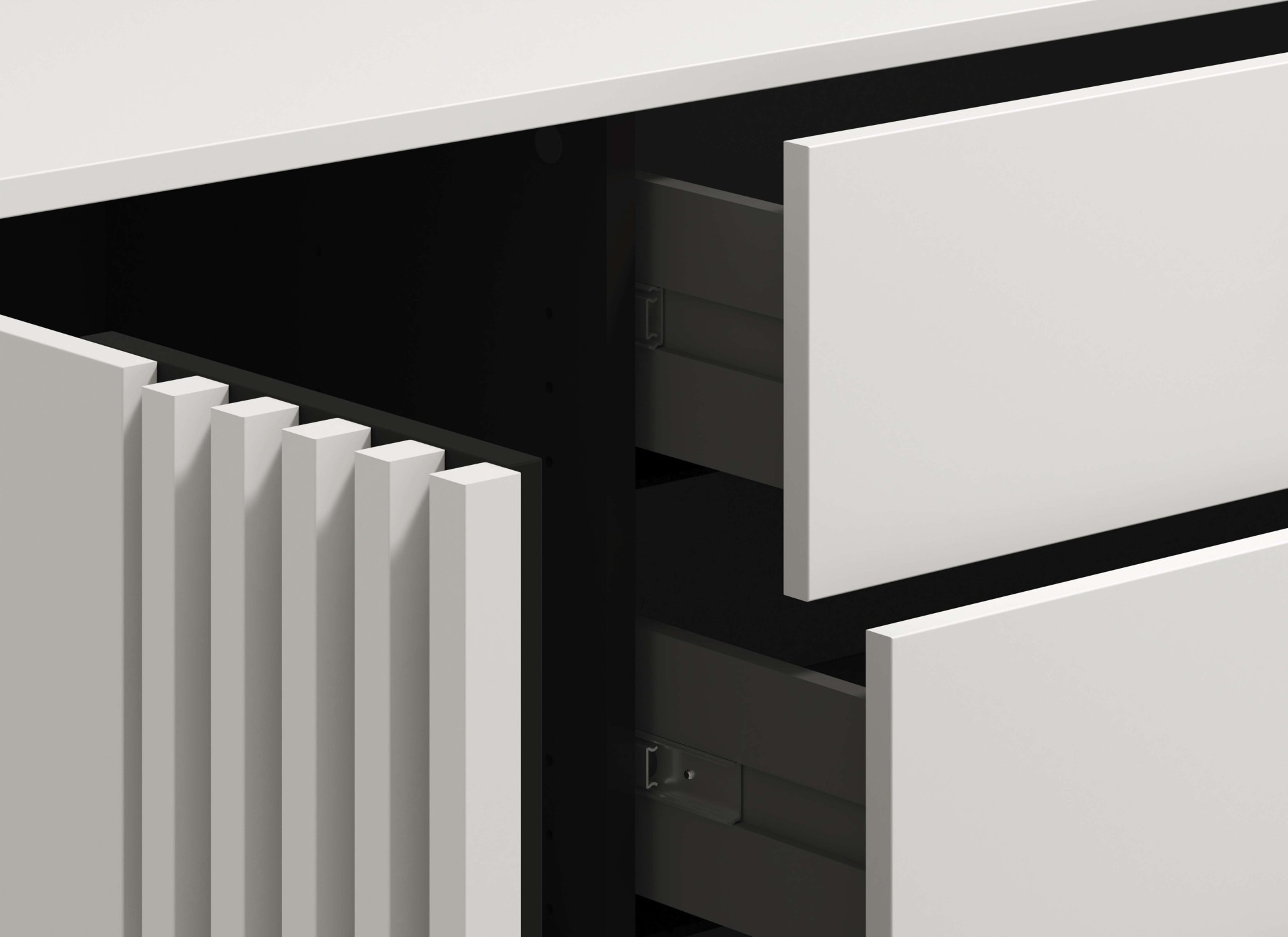 INOSIGN Kommode »Ascalon Sideboard, Breite 138 oder 93 cm, mit ABS Schutzkanten«, 3D Optik durch Lamellen/ Paneele, FSC-zertifizierter Holzwerkstoff