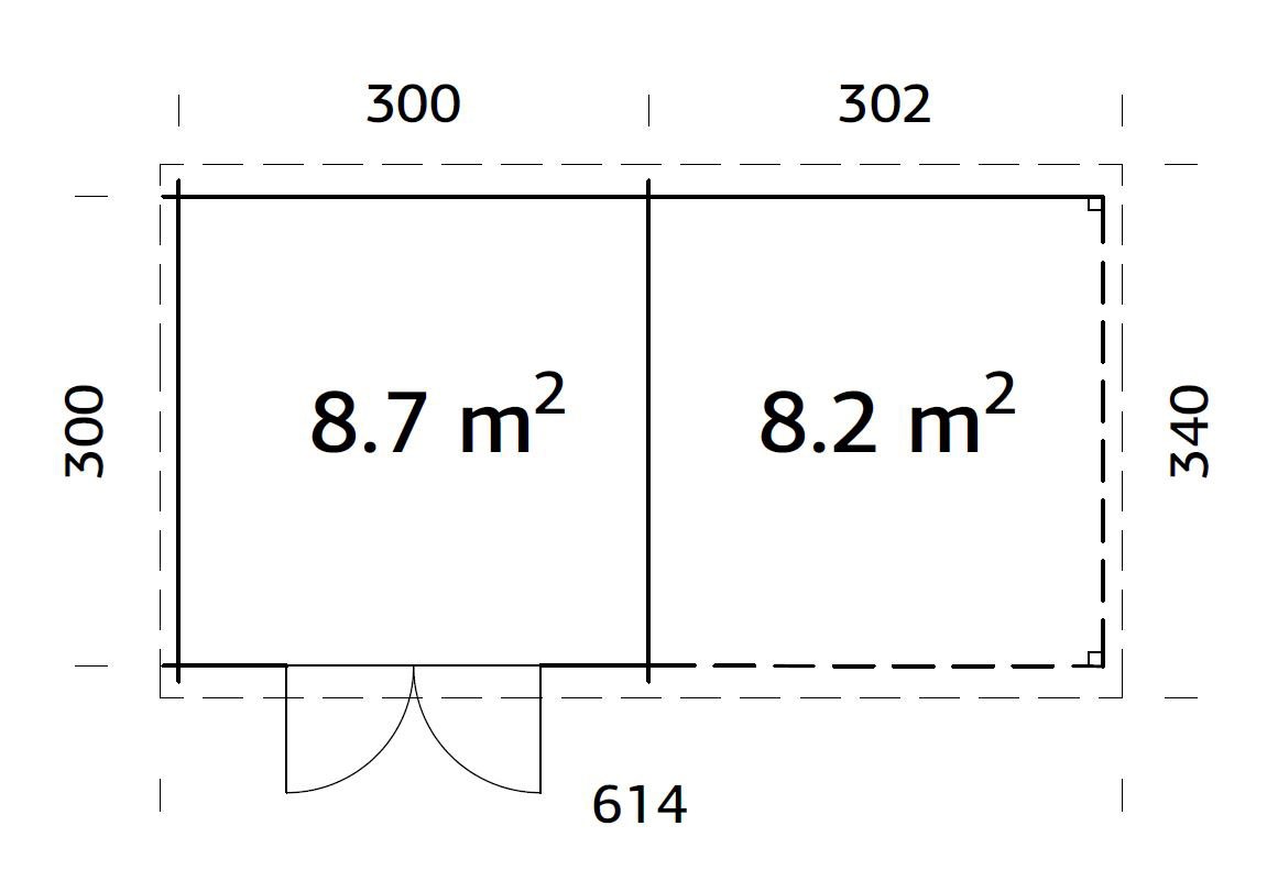 Palmako Gartenhaus »Ella«, (Set), 8,7+8,2 m², mit Anbaudach