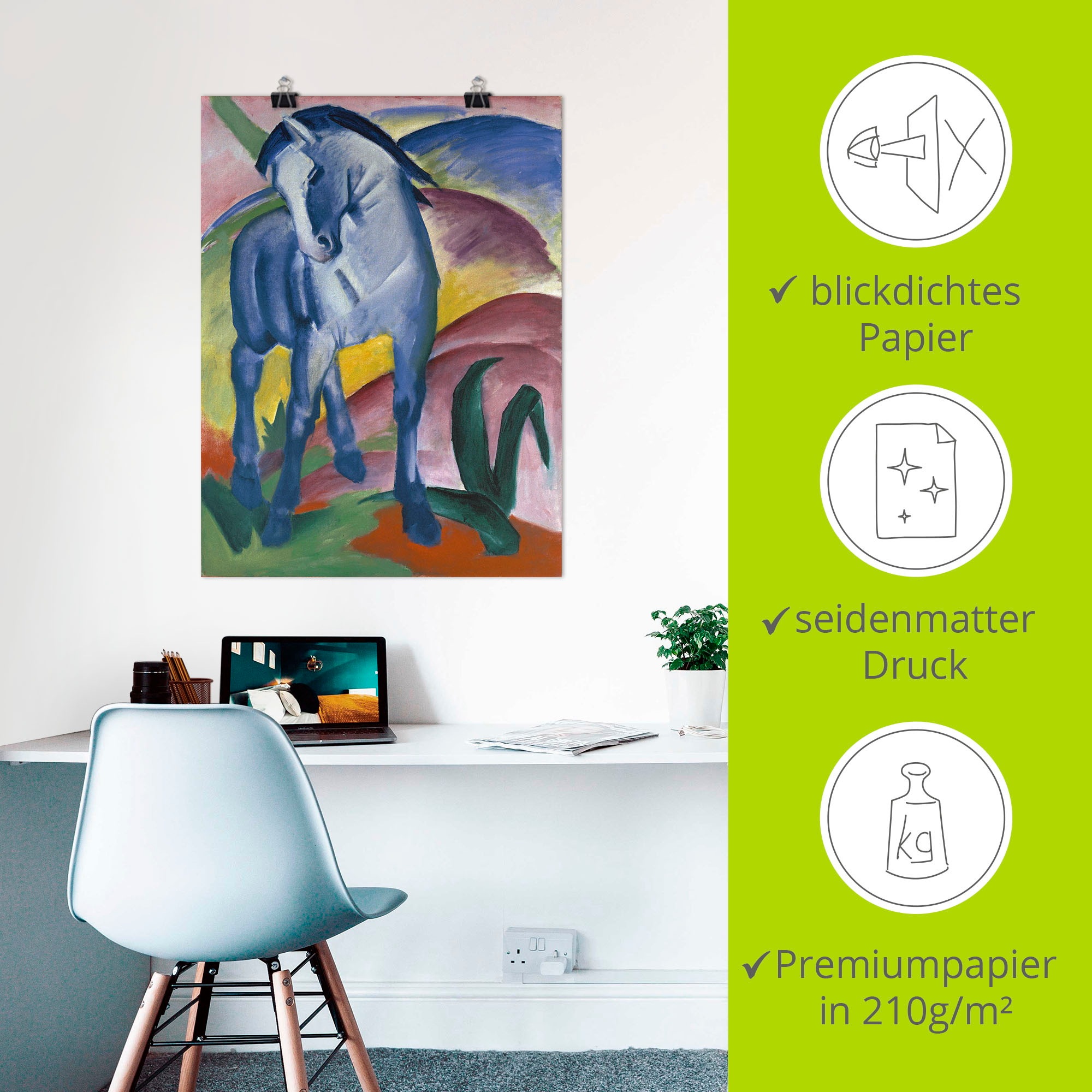 Artland Wandbild »Blaues Pferd I. 1911.«, Haustiere, (1 St.), als Alubild, Outdoorbild, Leinwandbild, Poster, Wandaufkleber