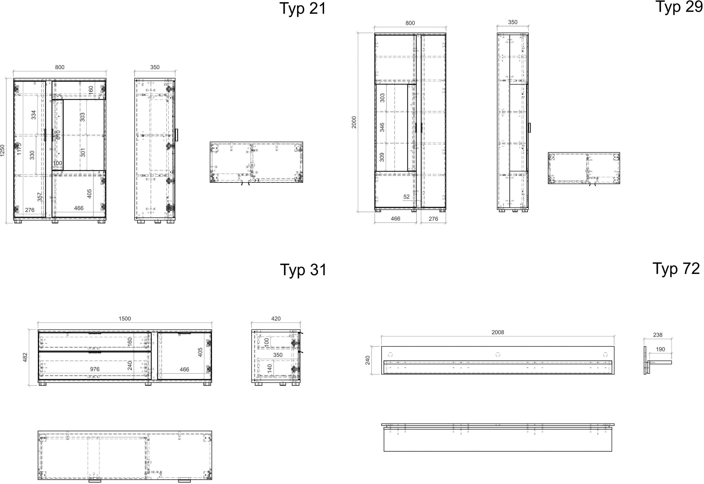 INOSIGN Wohnwand »LONG ISLAND«, (Set, 4 St.), in moderner Trendfarbe,inklusive senkrechter Beleuchtung,Breite 330 cm