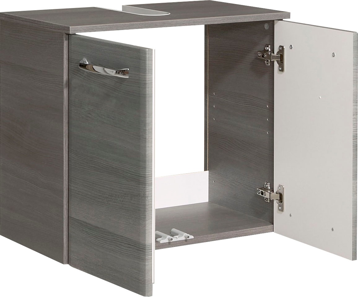 Saphir Waschbeckenunterschrank »Quickset Unterbeckenschrank mit 2 Türen, Siphonausschnitt, 60 cm breit«, Waschbeckenschrank inkl. Türdämpfer, Griffe in Chrom Glanz