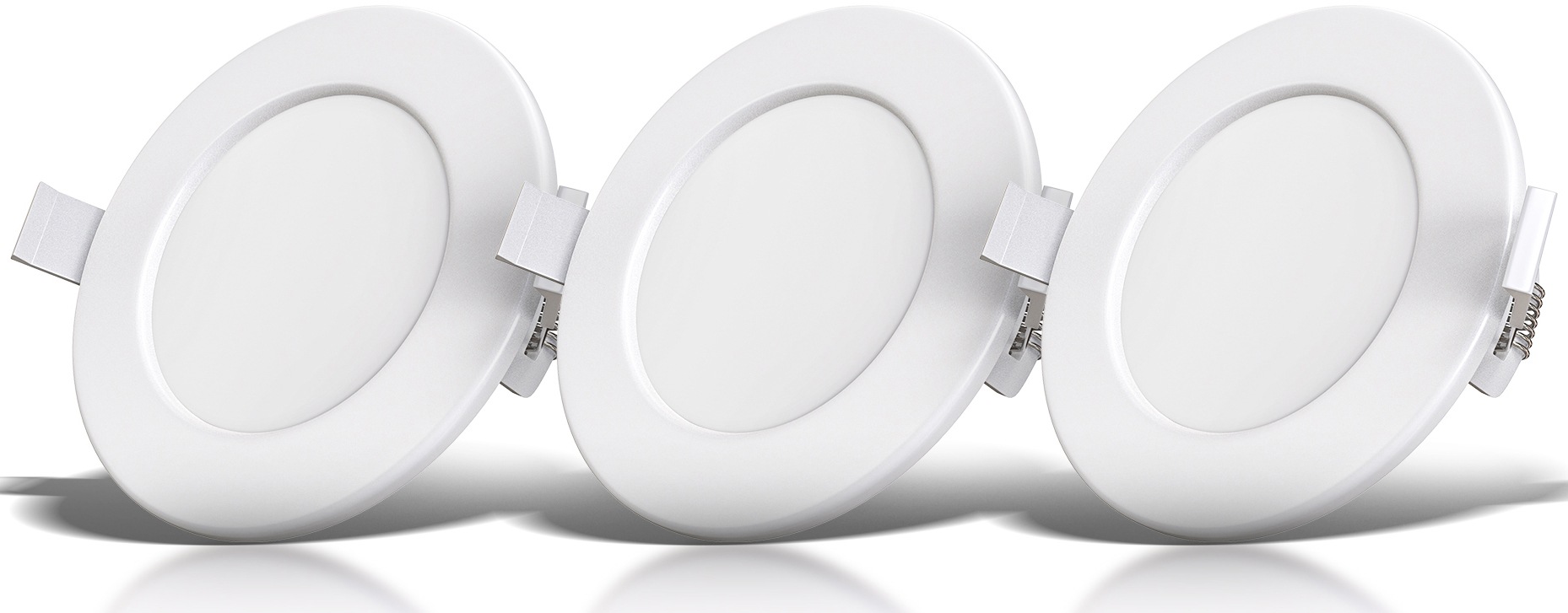 B.K.Licht LED Einbauleuchten-Set, ultraflaches 3er-Set, inkl. LED-Modul, Kunststoff, Weiß, 6 Watt, 450 Lumen, 3.000 Kelvin, nicht dimmbar,
