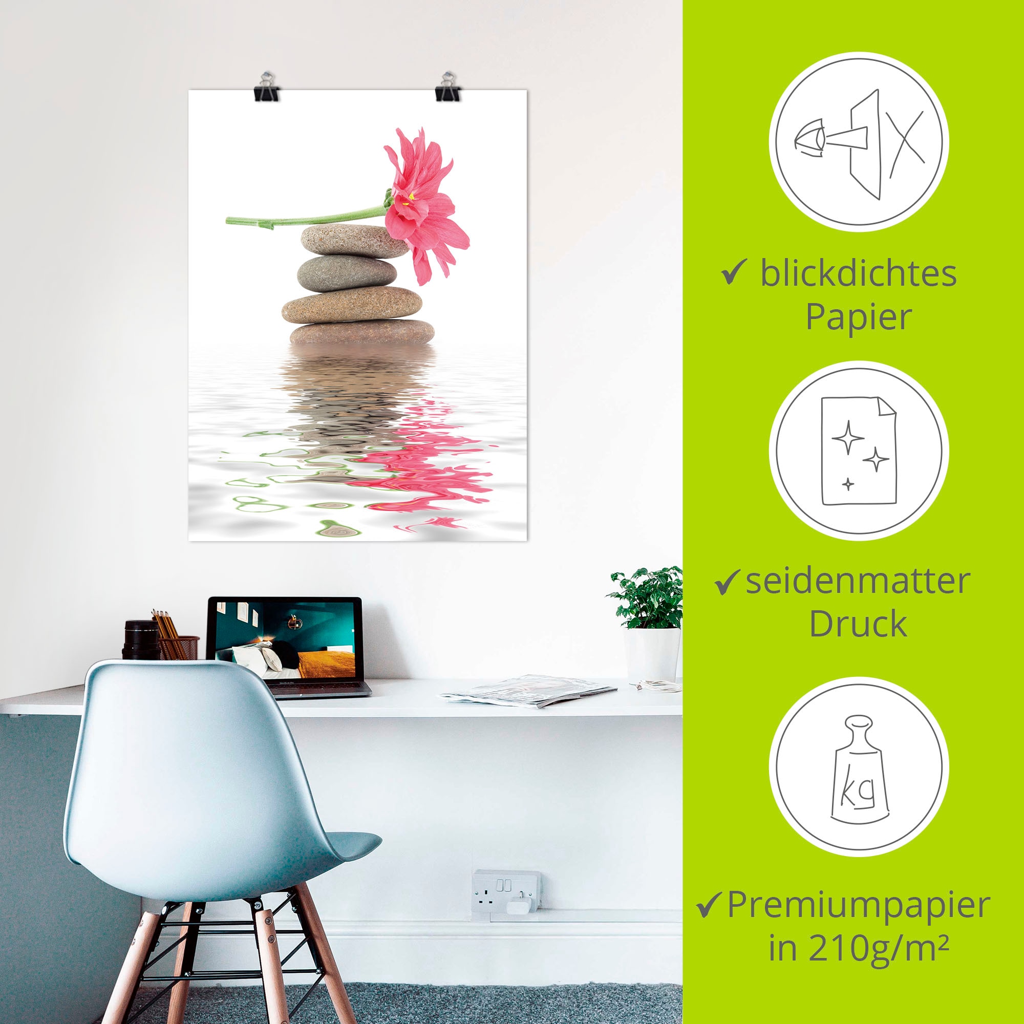 Artland Wandbild »Zen Spa Steine mit Blumen I« Zen 1 Stk. tlg. als Leinwandbild, Poster in verschied. Größen