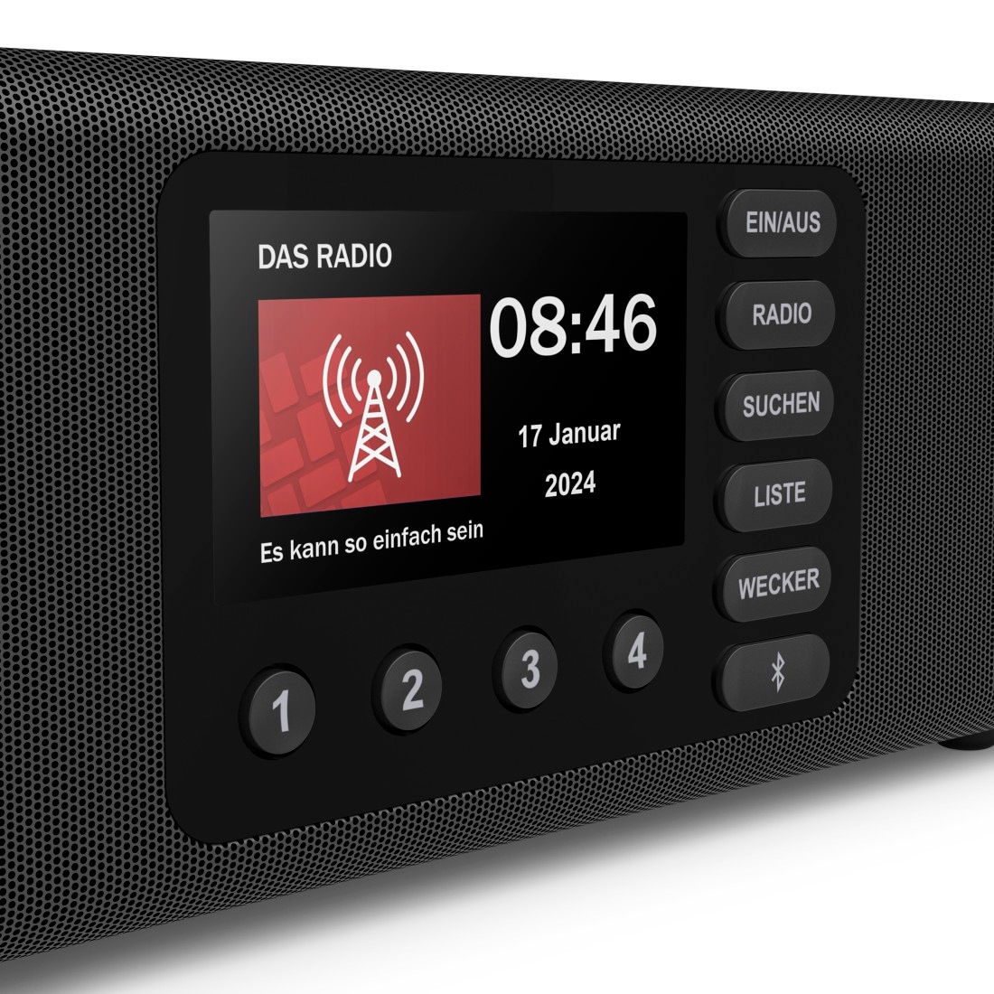 Hama Digitalradio (DAB+) »Digitalradio mit DAB DAB+ FM Bluetooth und Wecker« ( Digitalradio (DAB+) 10 W) 4,3 Zoll TFT-Farbdisplay, große Tasten, Direktwahltasten