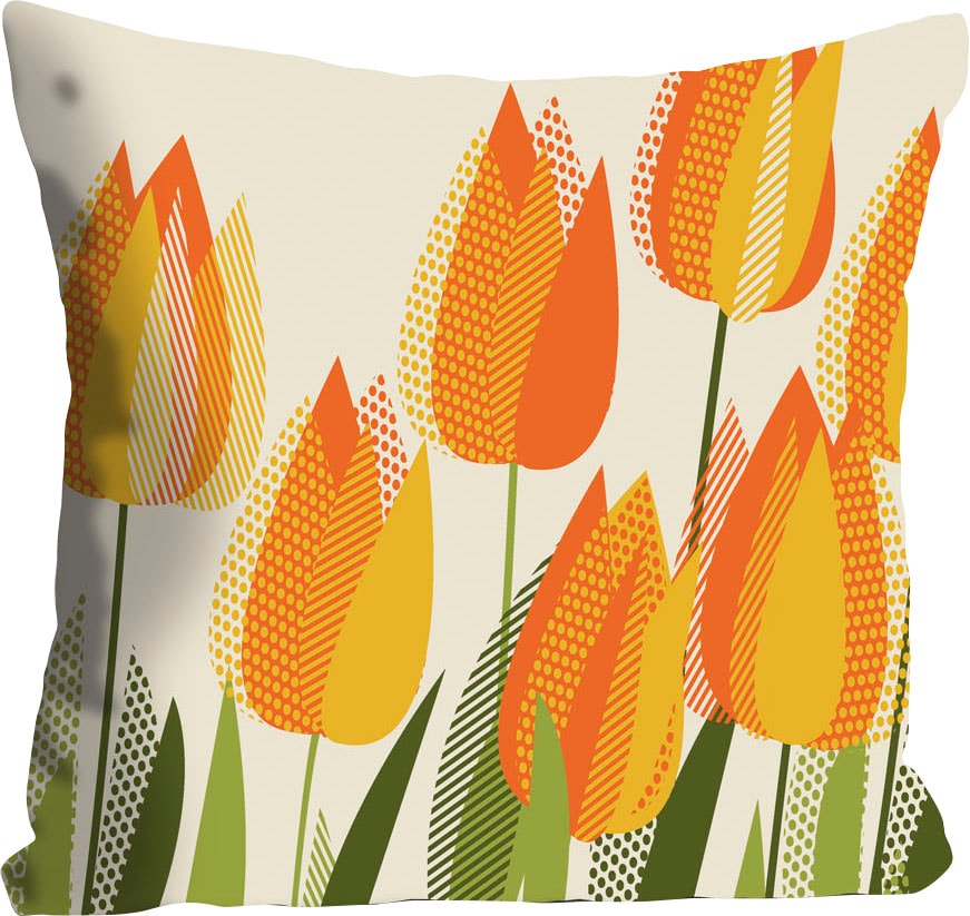 queence Dekokissen »Holli«, mit orangenen Tulpen günstig online kaufen