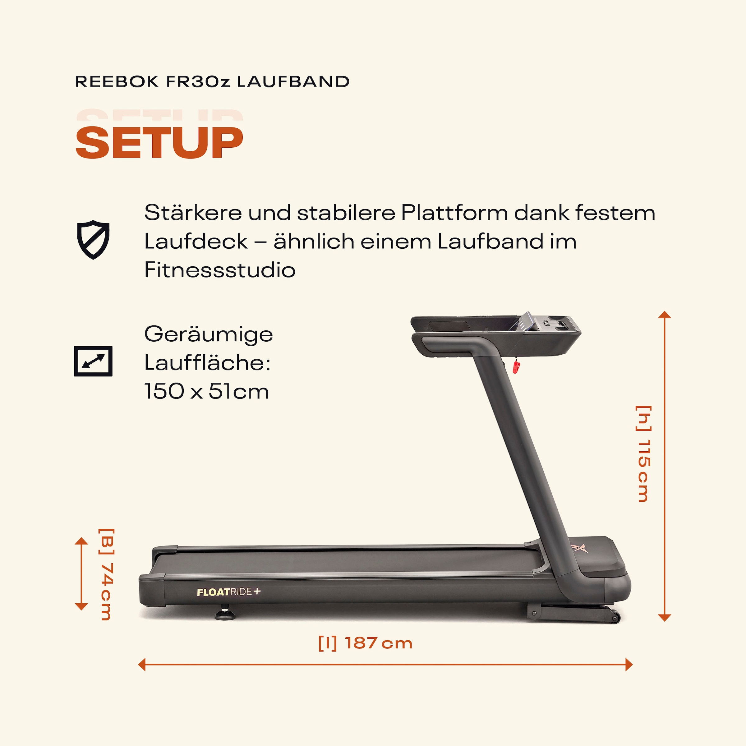 Reebok Laufband »FR30z Floatride« bis max. 20 km/h, mit Steigung, 150 kg max. Benutzergewicht