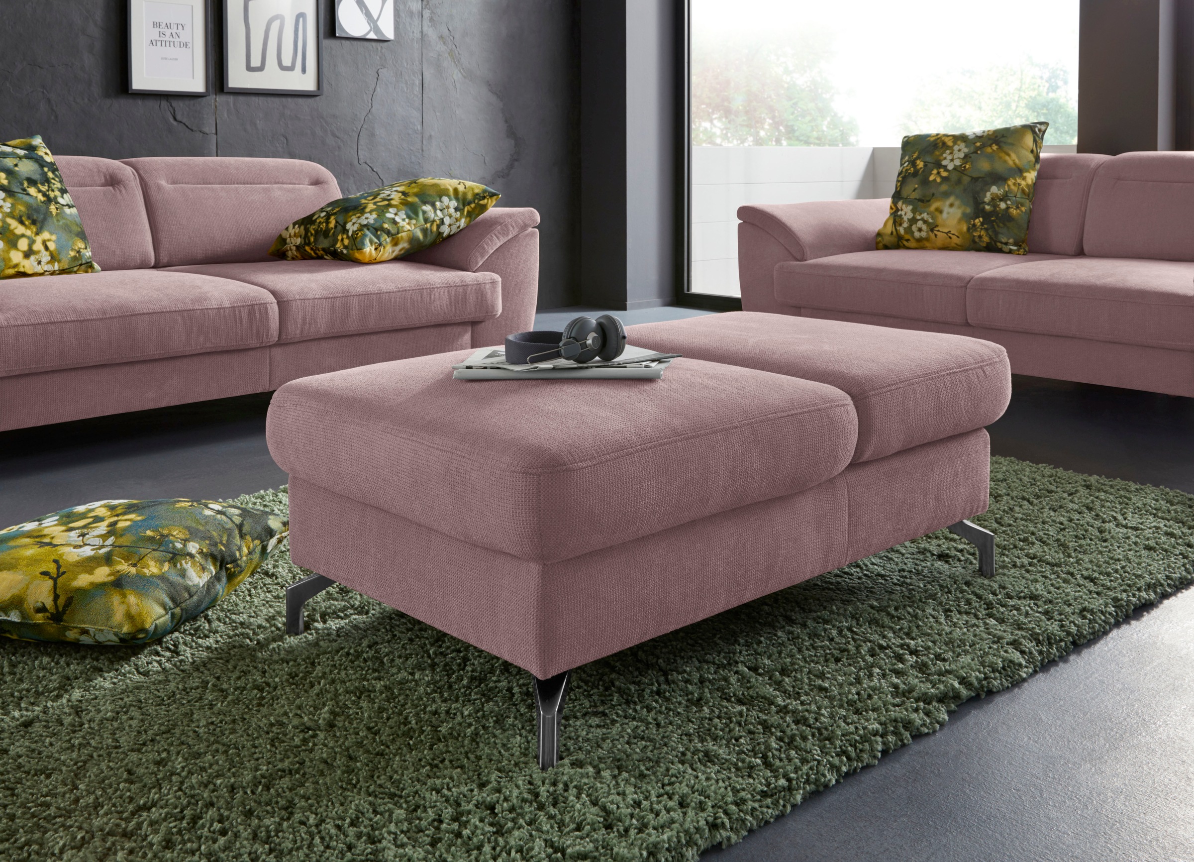 sit&more Hocker »Percy«, Fußhöhe 15cm, mit Klappfunktion, wahlweise in 2 Fußfarben