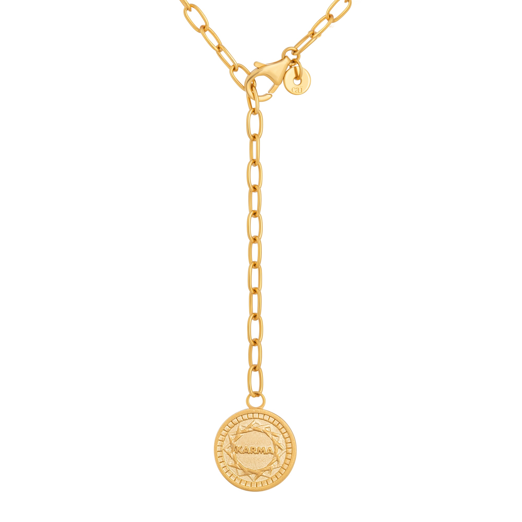 CAÏ Collierkettchen »925 Silber Kette Y-Kette vergoldet Münze Sonne Karma«