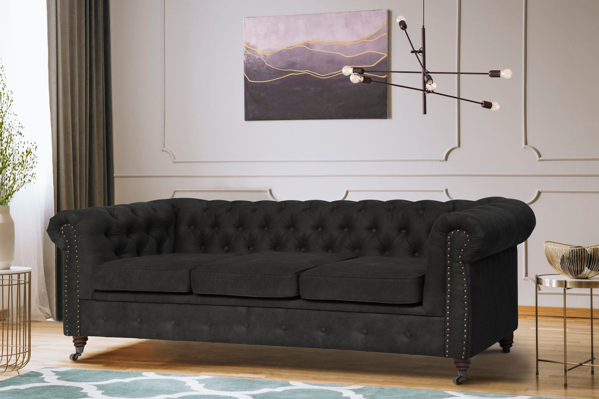 Home affaire Chesterfield-Sofa "Aarburg", aufwändige Knopfheftung und Ziern günstig online kaufen