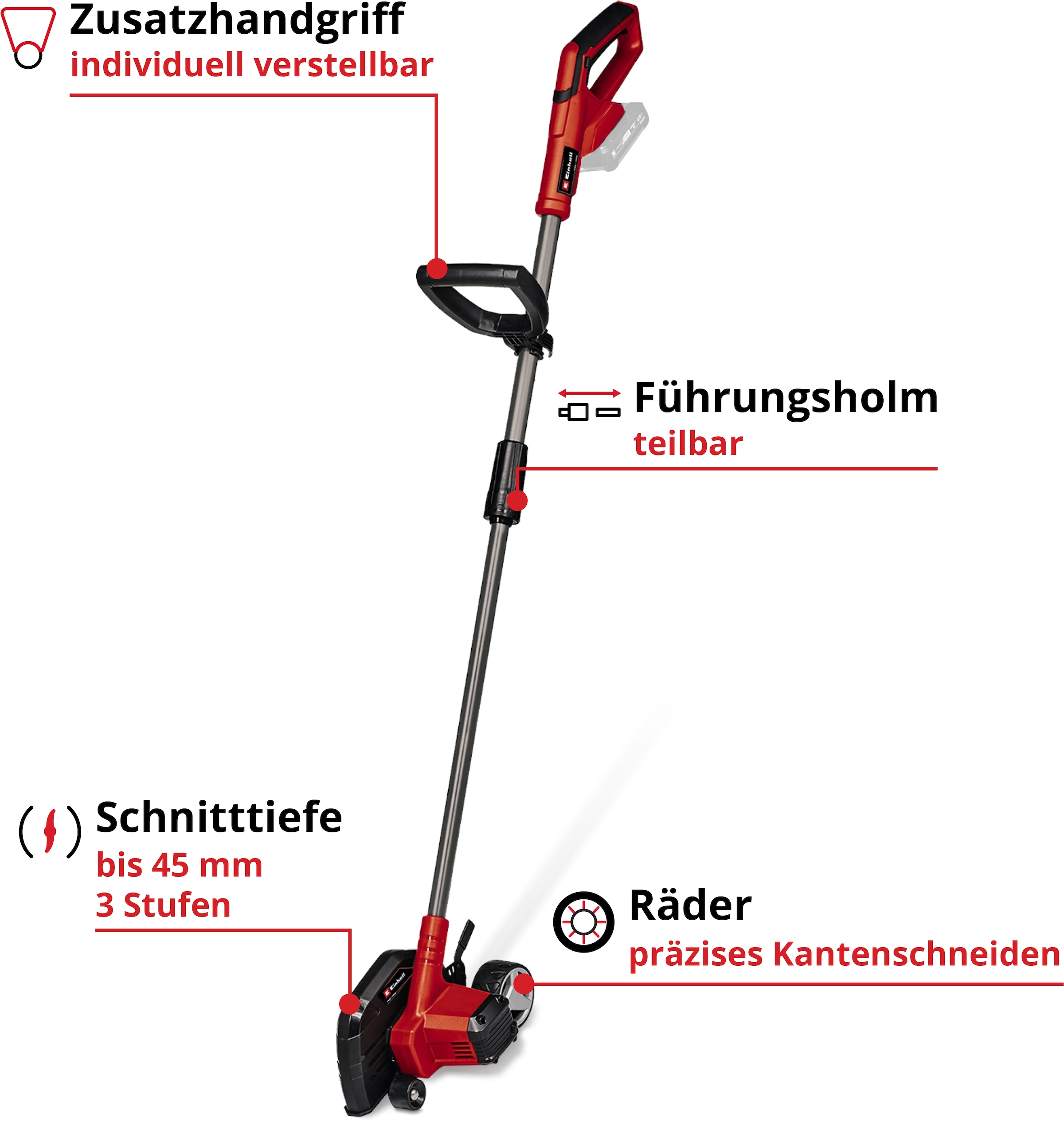Einhell Akku-Rasenkantenschneider »GE-LE 18/190 Li-Solo«, 4,5 cm max. Arbeitstiefe