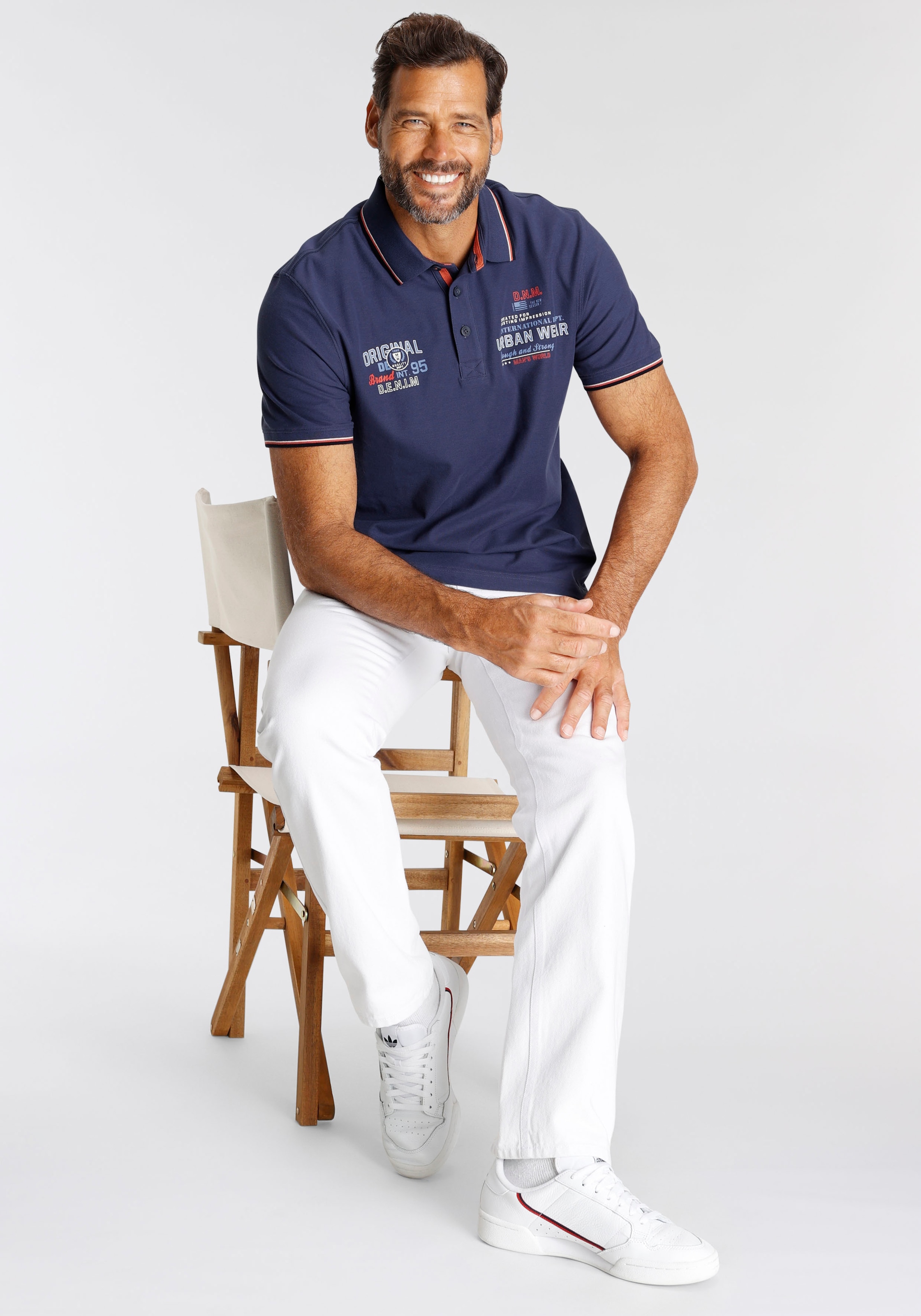 Man's World Poloshirt, Kurzarm, mit coolem Print, Polokragen, aus Piqué-Stoff