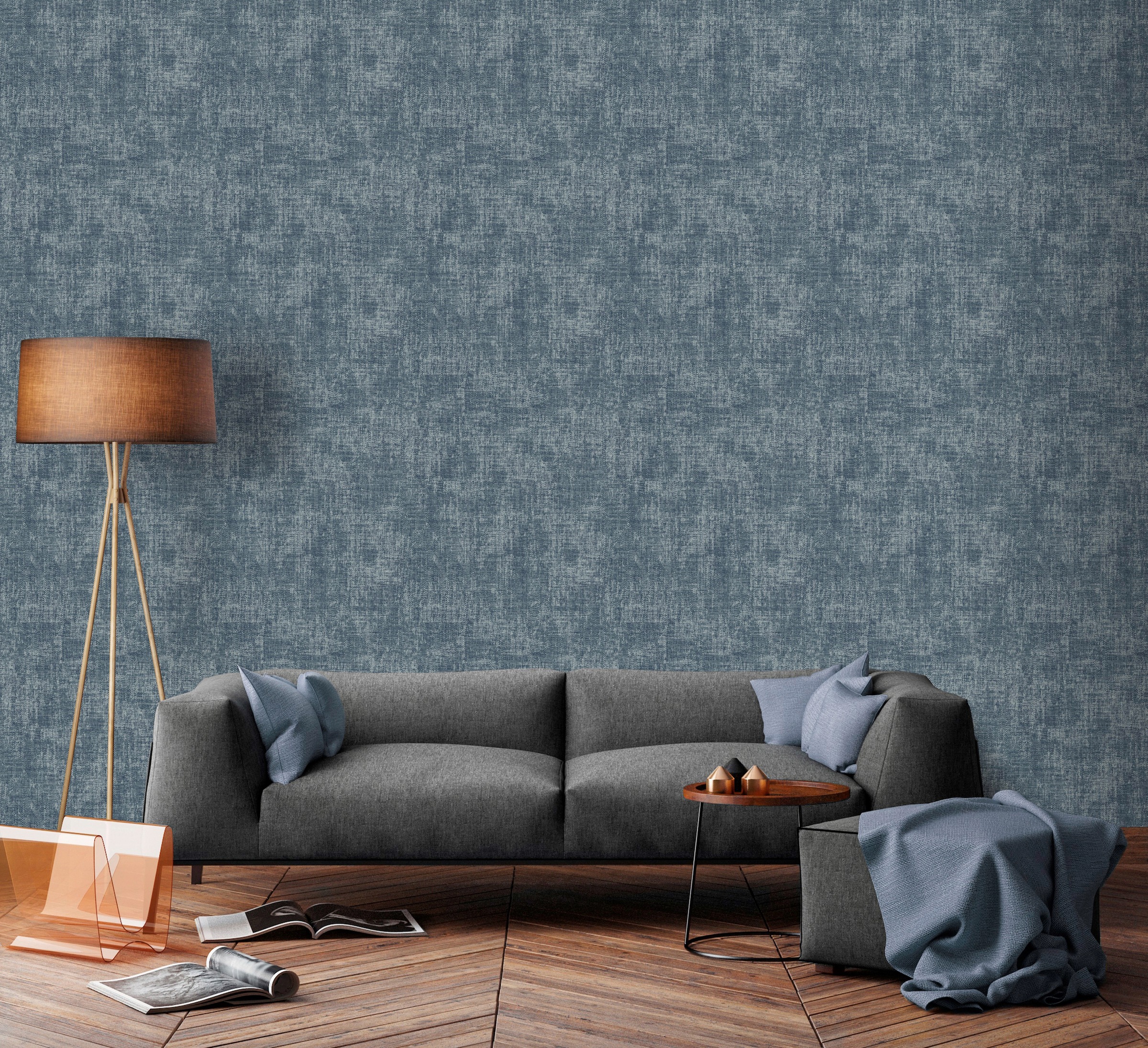 Art for the home Vliestapete »Stoff Zara blau«, 1000 cm Länge
