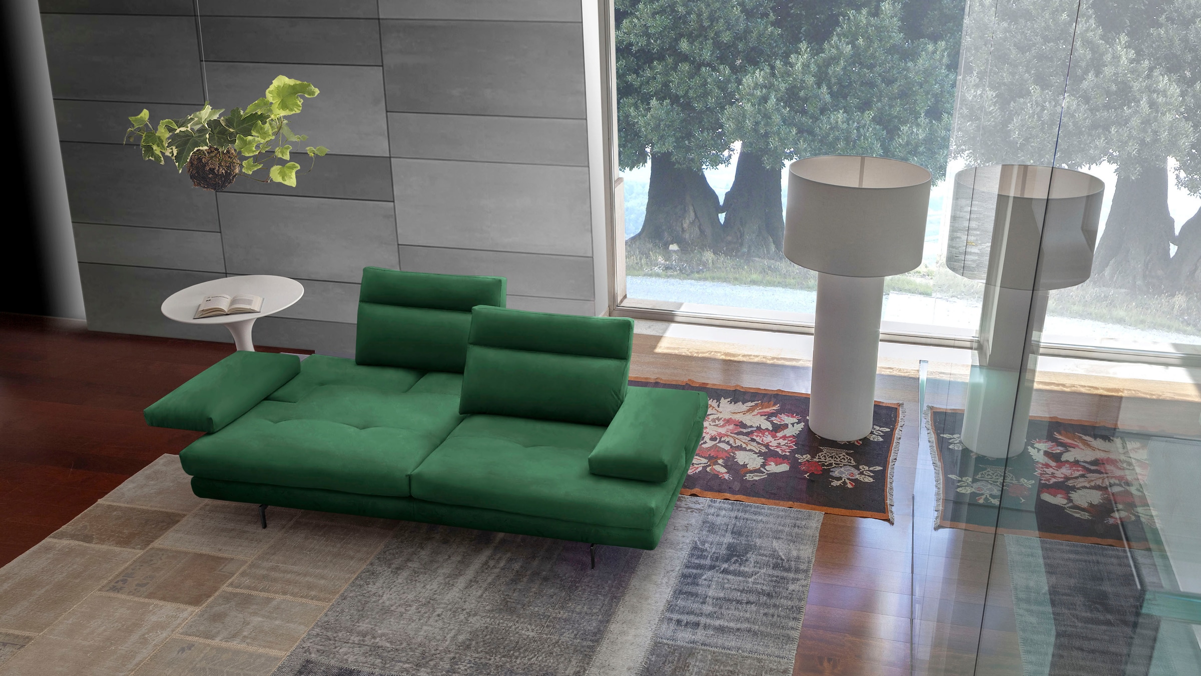 CALIA ITALIA 3,5-Sitzer »Toby Wing, italienisches Designsofa, super bequem, Megasofa«, inkl. Sitztiefenverstellung und Armteilfunktion, Füße in Schwarz matt