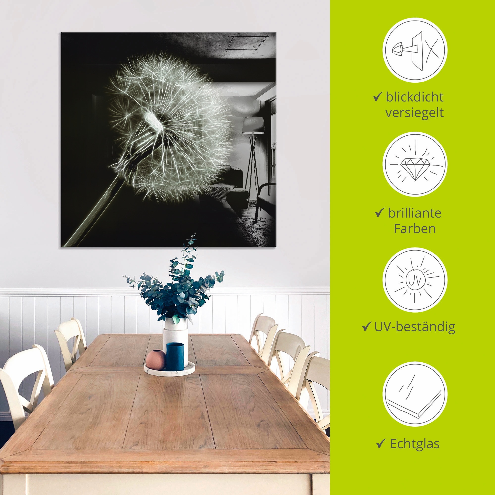 Artland Glasbild »Pusteblume«, Blumen, (1 St.), in verschiedenen Größen