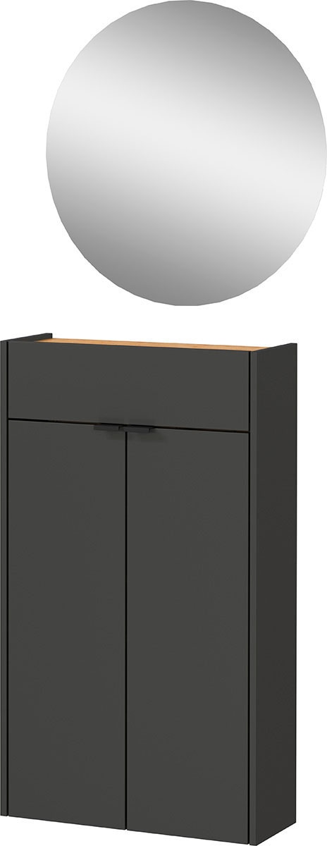 GERMANIA Garderoben-Set »Ameca«, (Set, 2 St.), Mehrzweckschrank und Spiegel, geringe Tiefe, ideal für schmale Flure