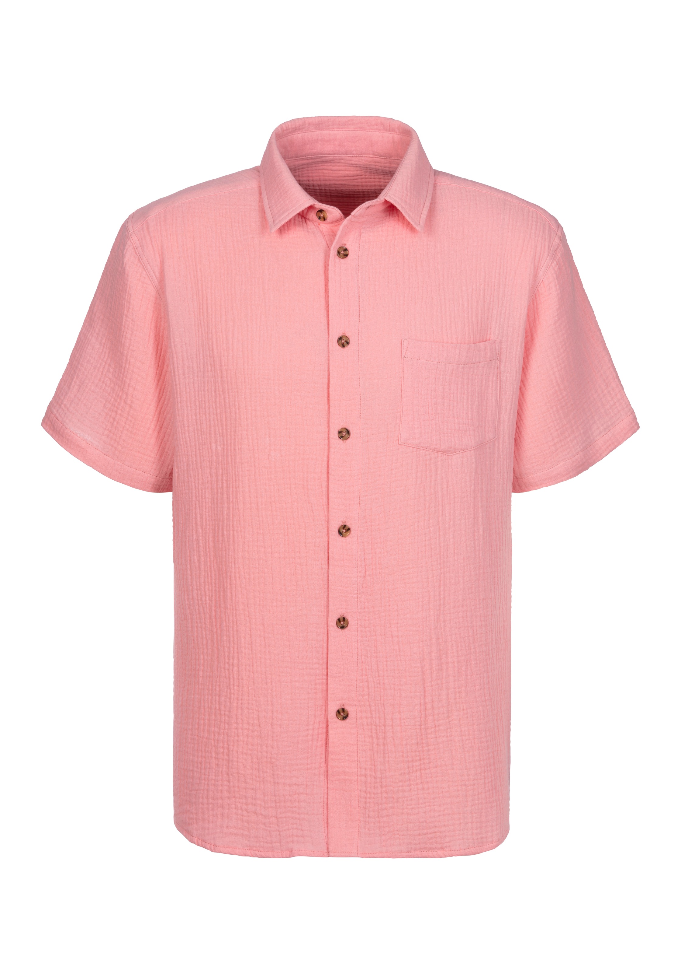 Beachtime Kurzarmhemd »Regular fit«, Kurzarm, Freizeithemd aus Musselin-Ware