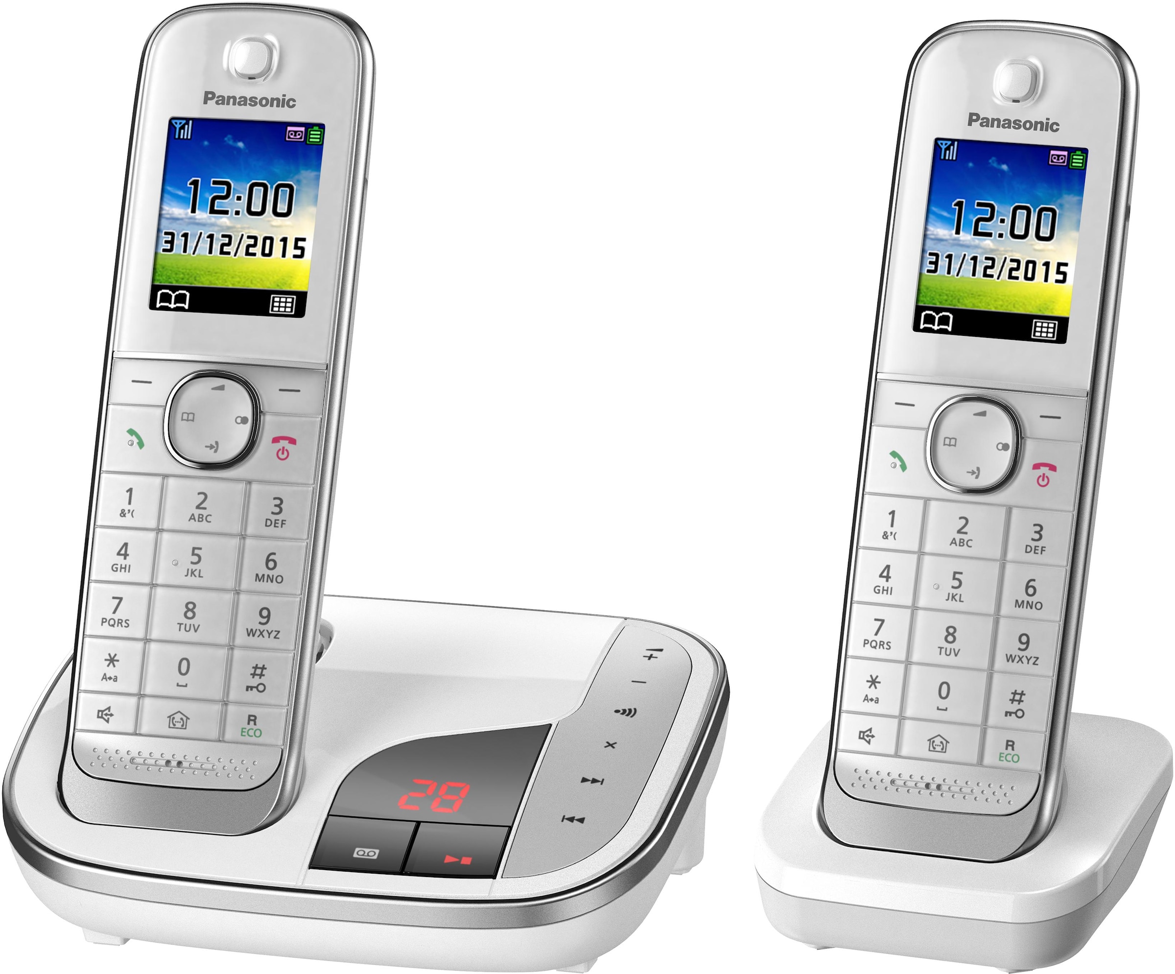 Panasonic Schnurloses DECT-Telefon »KX-TGJ322«, (Mobilteile: 2), mit Anrufbeantworter, Weckfunktion, Freisprechen