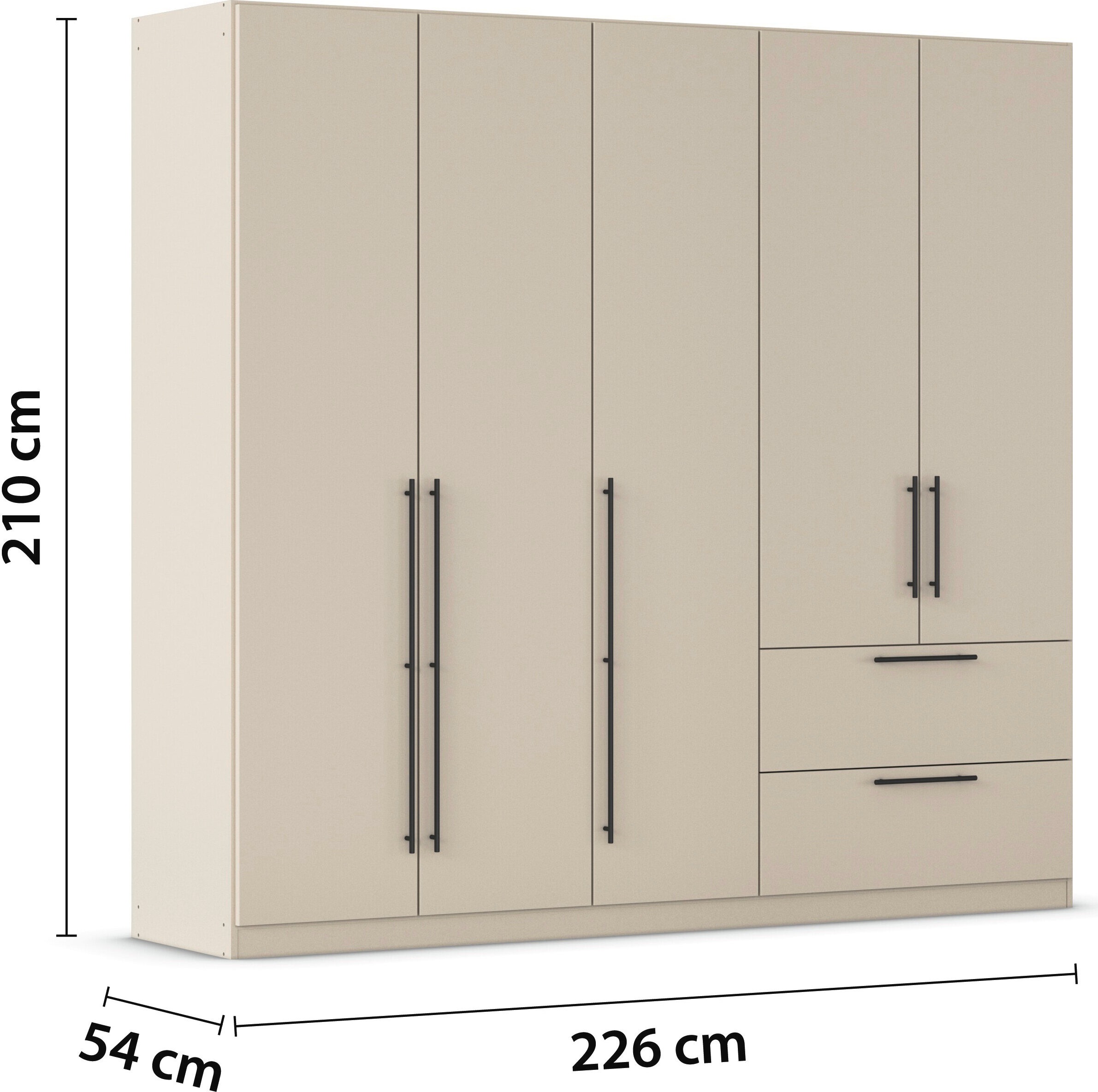 rauch Kleiderschrank »Drehtürenschrank Schrank Garderobe Wäscheschrank Schlafzimmer AVOLA«, (in 3 verschiedenen Ausstattungen BASIC/CLASSIC/PREMIUM), mit hochwertigen Stangengriffen in Schwarz aus Metall MADE IN GERMANY