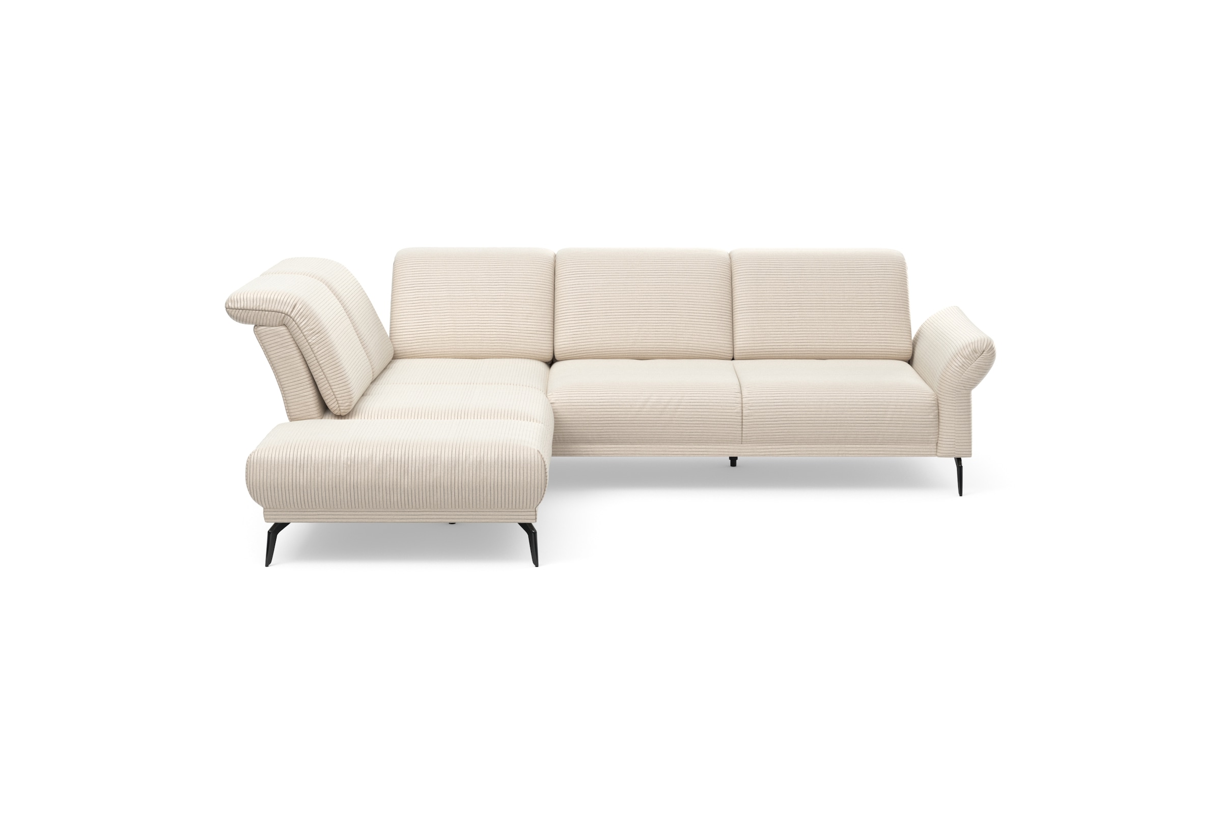 INOSIGN Ecksofa »Coco L-Form«, Sitztiefen-, Arm- und Kopfteilverstellung, Cord-Bezug, Fußhöhe 15 cm