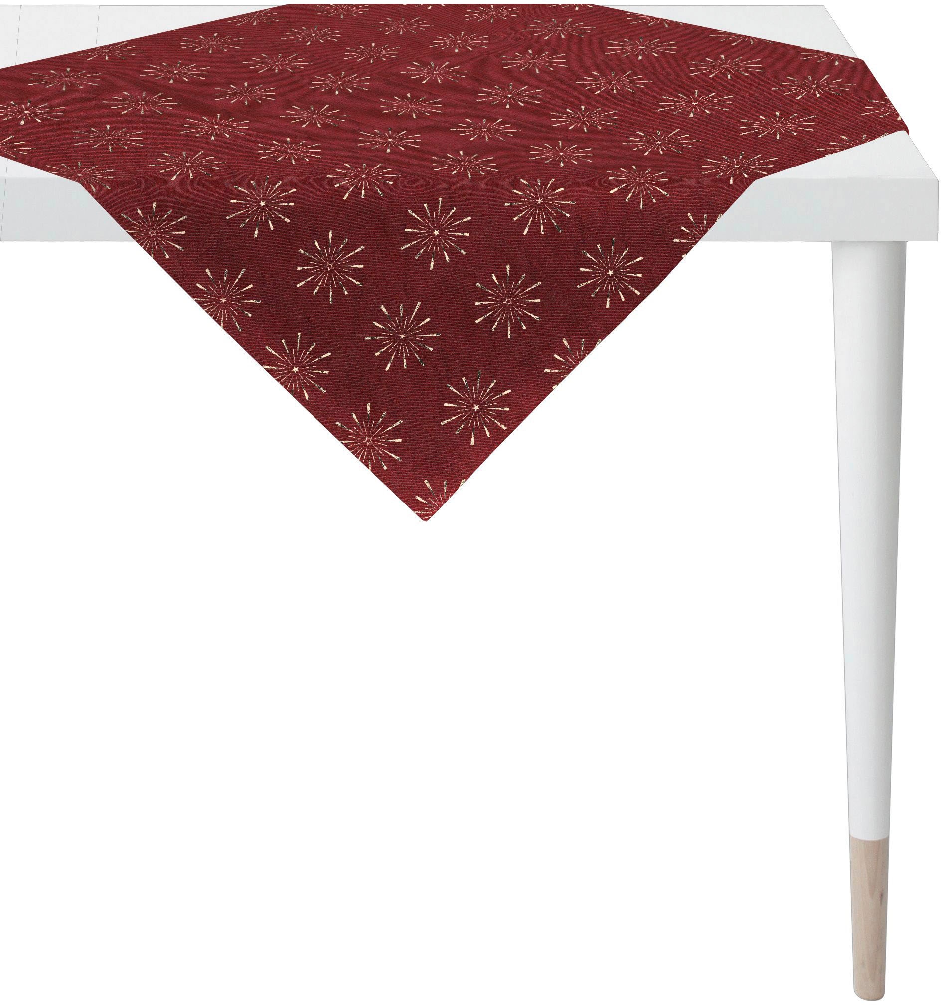 APELT Mitteldecke »6302 CHRISTMAS GLAM, Weihnachtsdeko, Weihnachten« Lurex-Jacquardgewebe rot/goldfarben Obermaterial: 65% Polyester, 30% Viskose,...