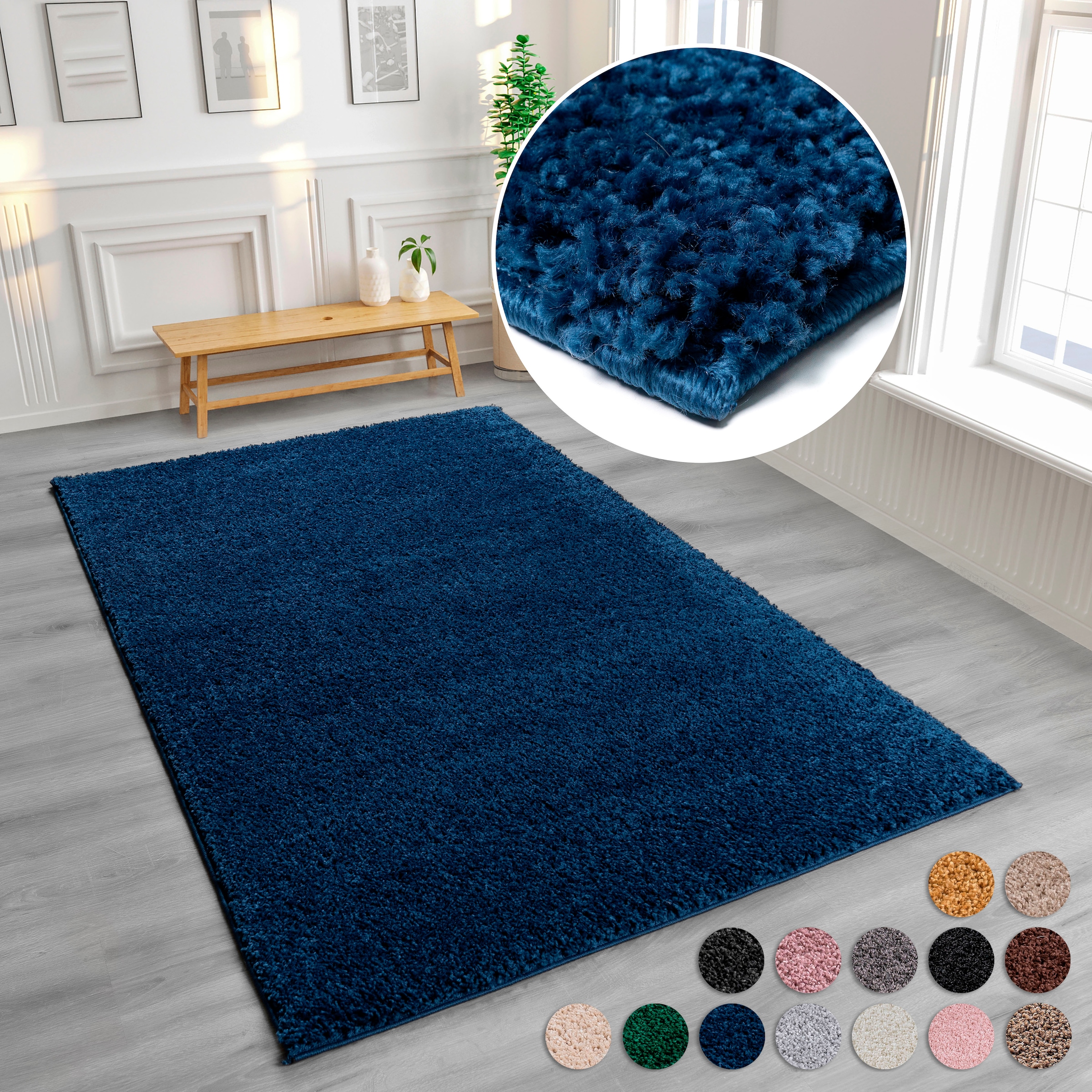 my home Hochflor-Teppich »Viva« rechteckig 45 mm Höhe Uni Farben, einfarbig günstig online kaufen