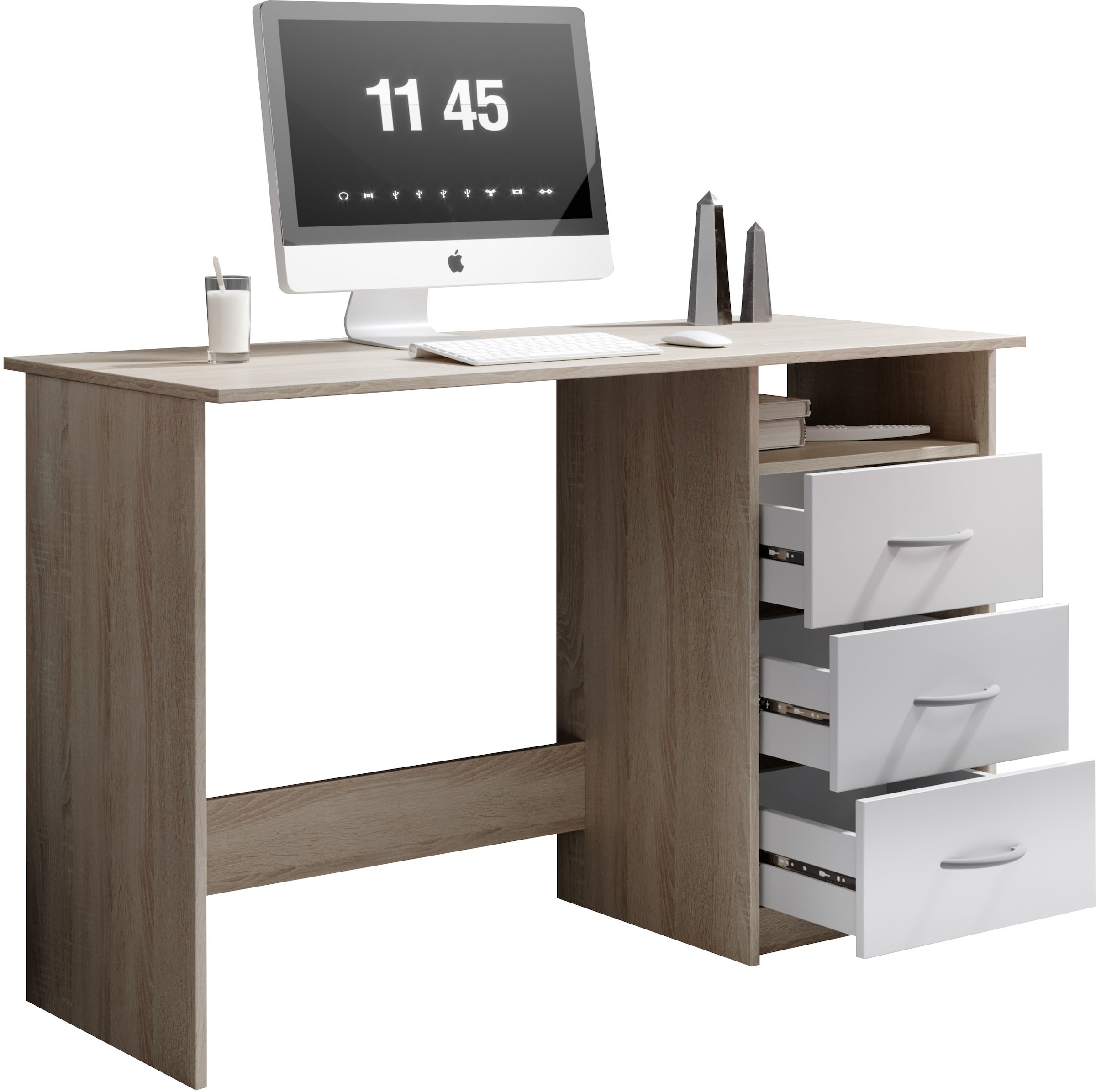 BEGA OFFICE Schreibtisch »Adria, Computertisch,«, Schubkästen rechts oder links montierbar, Breite 123 cm