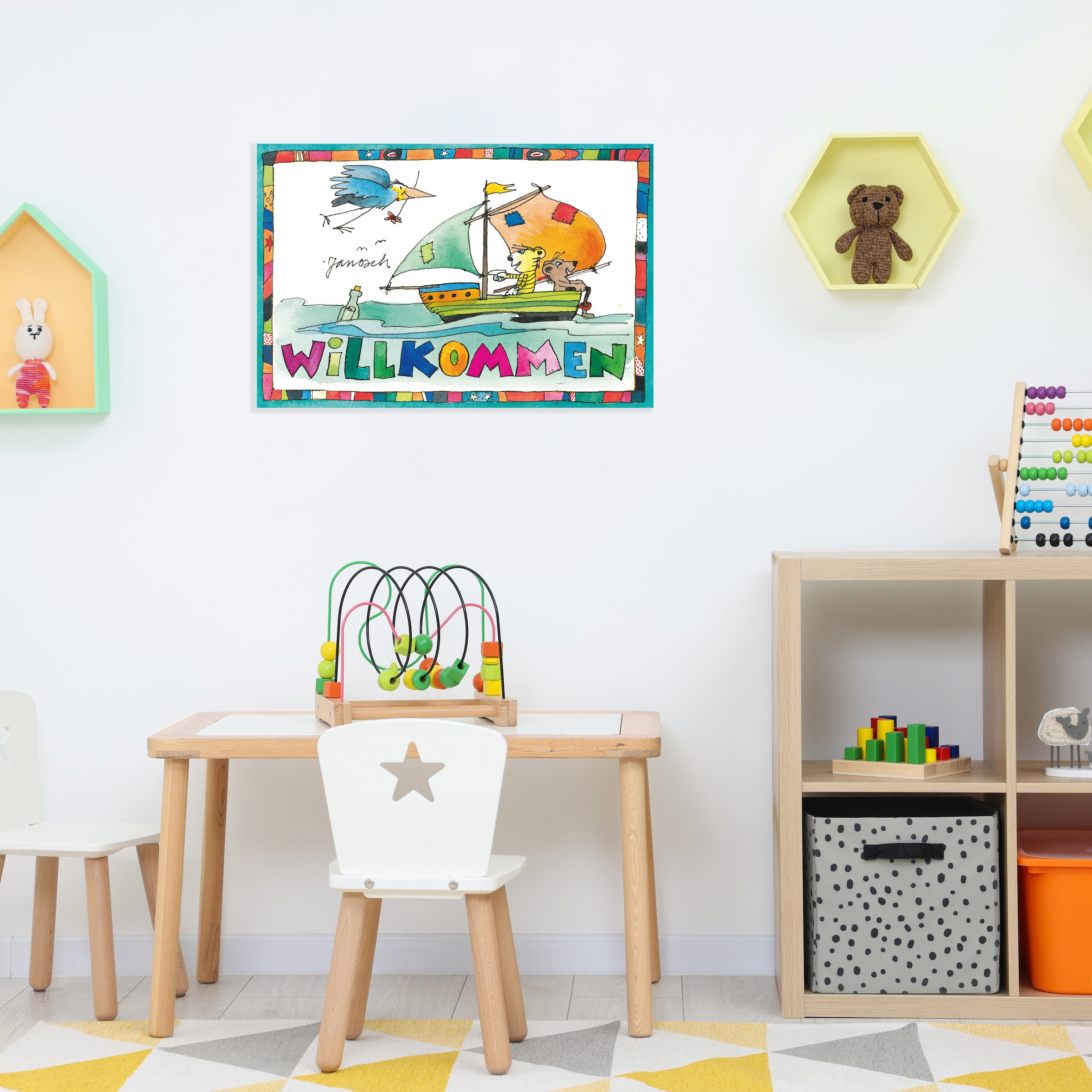 LuckyLinde Wanddekoobjekt »Der kleine Tiger und der kleine Bär - Willkommen« Exklusive JANOSCH Kindermotive, Stahlschild