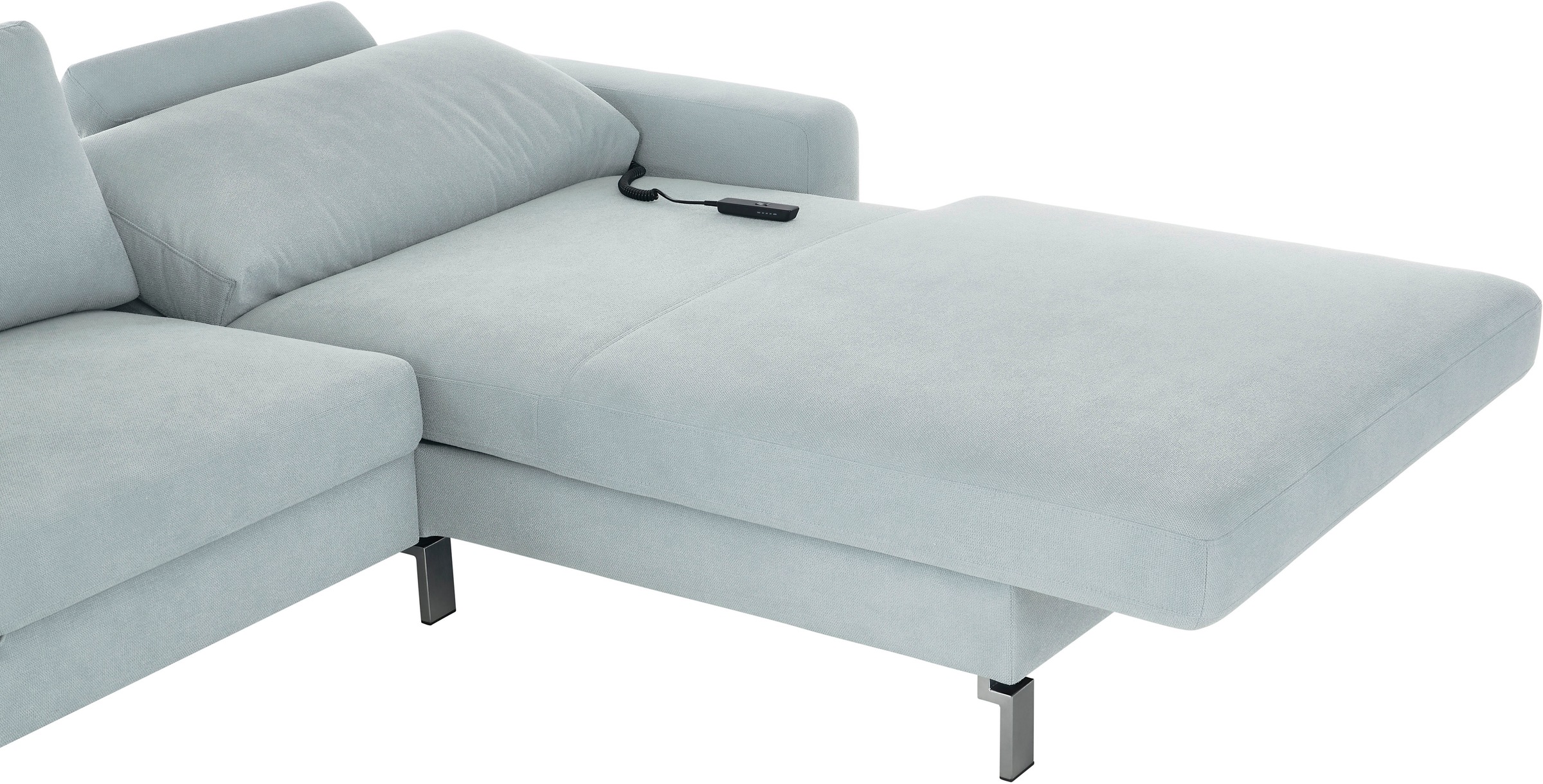 3C Candy Ecksofa »Lecce, wahlweise PUR-Schaumstoff oder Tonnentaschenfederkern«, Bett im 2,5-Sitzer, teilmotorische Schlaffunktion im Longchair, L-Form