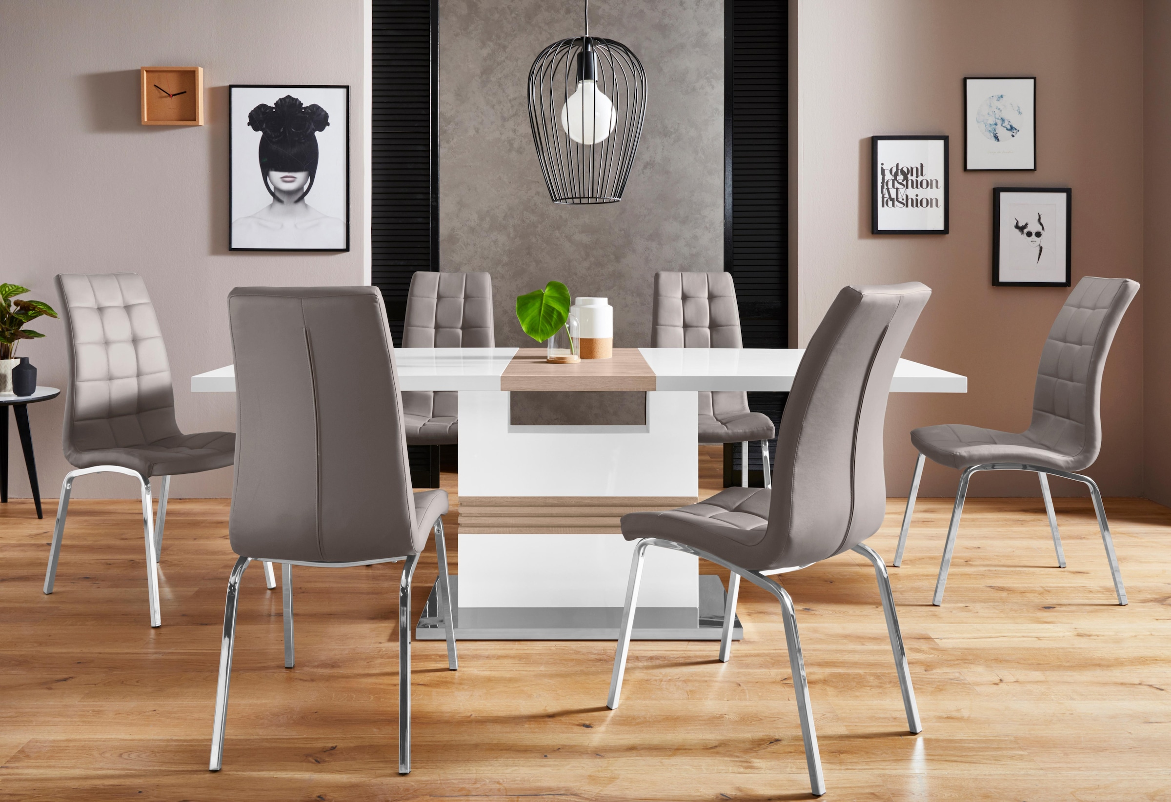 INOSIGN Essgruppe »Perez/Lila« Set, 5 Stk. tlg. mit 4 Stühlen, Tisch auszie günstig online kaufen