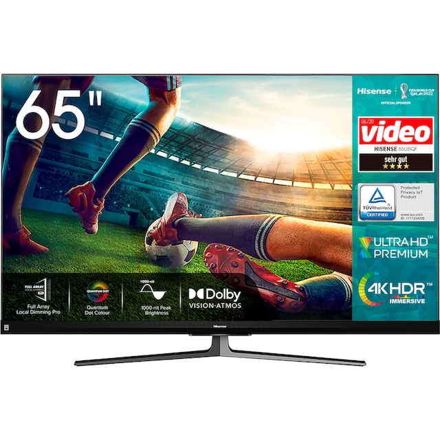 Hisense LED-Fernseher »65U8QF«, 164 cm/65 Zoll, 4K Ultra HD, Smart-TV,  Quantum Dot Technologie, 120Hz Panel, JBL sound, Alexa Built-in auf  Rechnung bestellen