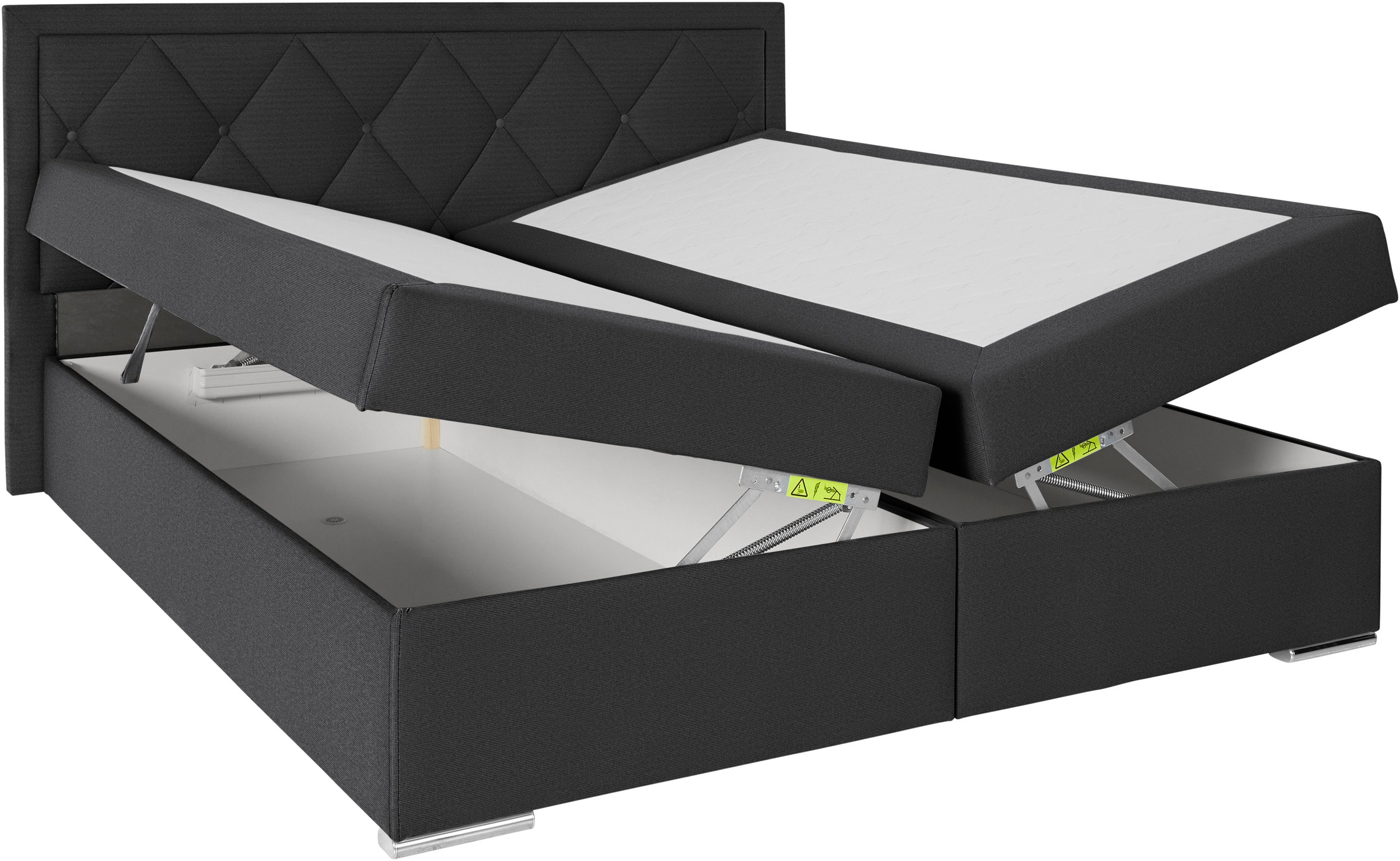 Leonique Boxbett »Alfie, Bestseller, wahlweise mit Bettkasten«, mit Knopfheftung im Kopfteil, H2, H3 und H4 wählbar