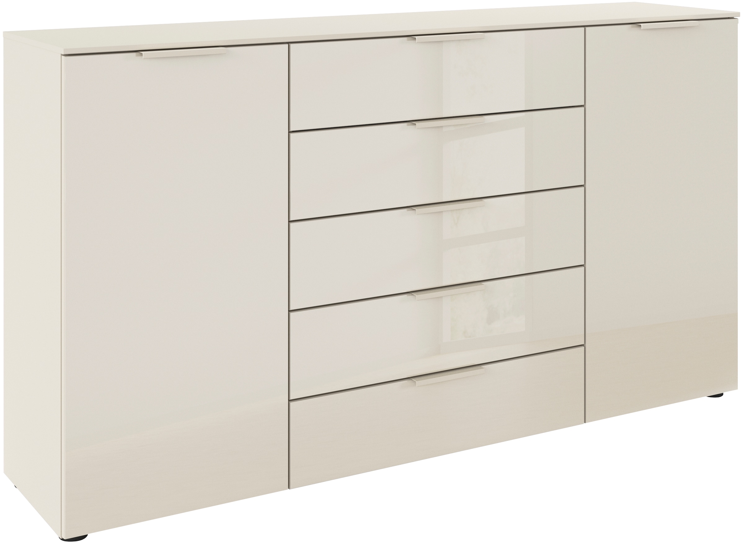 rauch Schubkastenkommode »Kommode Türkommode Sideboard Kombikommode FLIPP mit Glasfront«, (Breite 160/180 cm mit 4 Einlegeböden), 2-trg mit 5 Schubladen und Soft-Close, 2 Breiten MADE IN GERMANY