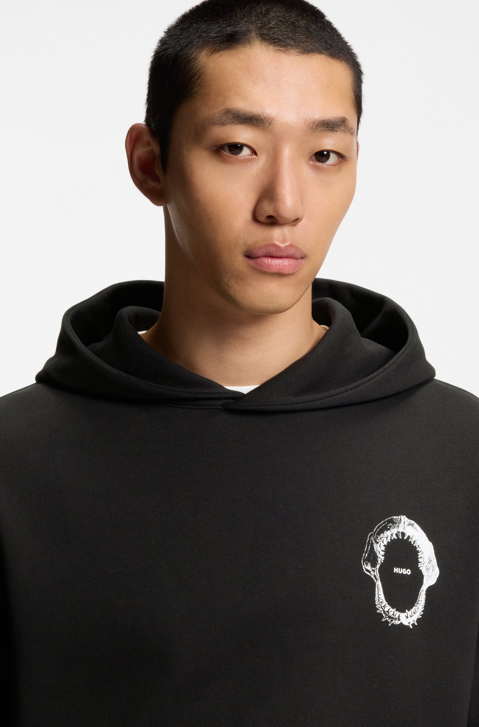 HUGO Hoodie , Regular Fit, Kängurutasche, Rückendruck
