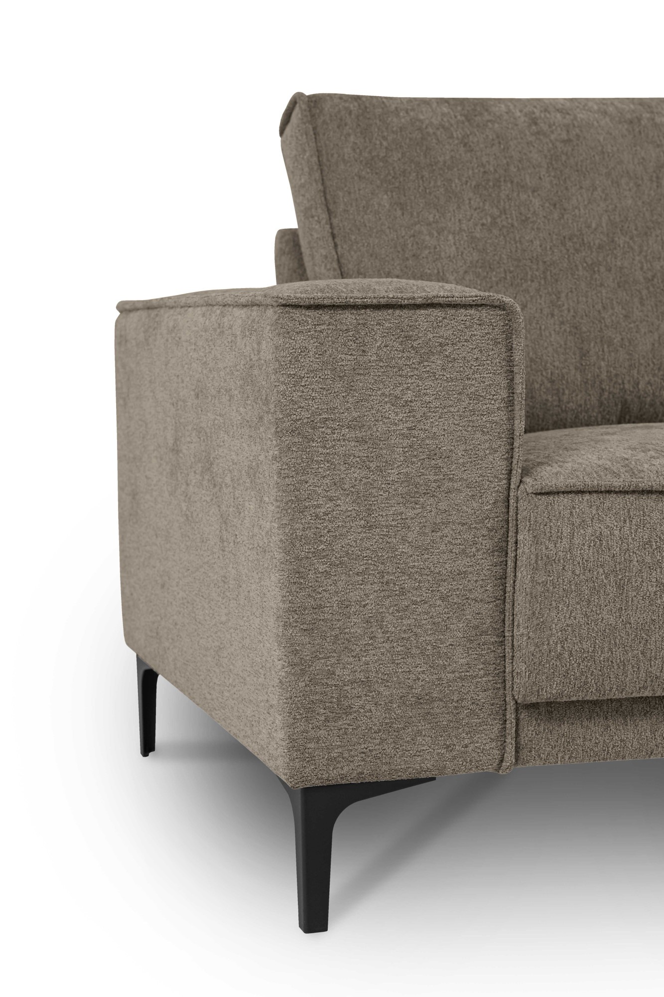 Places of Style 3-Sitzer »3er Sofa Oland, Struktur, Flachgewebe, Luxus-Microfaser, Boucle«, 224 cm, Wellenunterfederung, Skandi-Design, Metallfüße