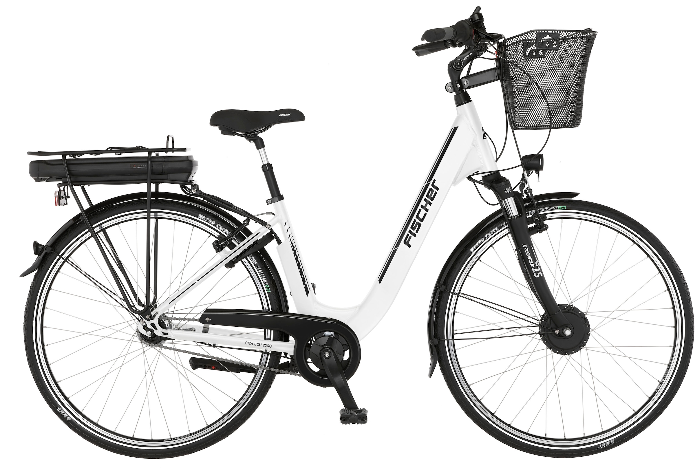 FISCHER Fahrrad E-Bike »CITA ECU 2200 418«, 7 Gang, Shimano, Nexus,  Frontmotor 250 W, (mit Fahrradschloss) online kaufen