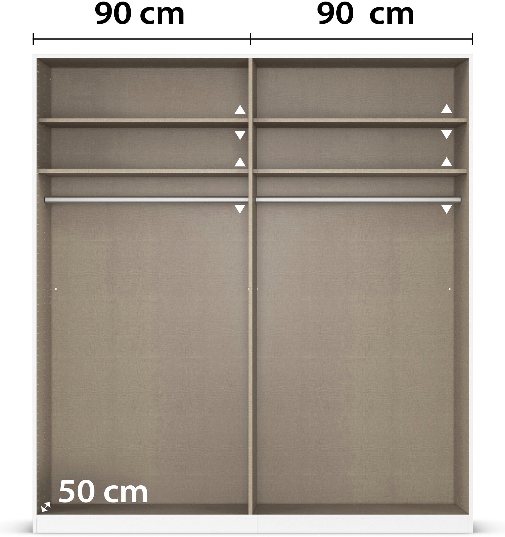 rauch Kleiderschrank, (in 3 verschiedenen Ausstattungen BASIC/CLASSIC/PREMIUM), mit hochwertigen Stangengriffen in Schwarz aus Metall MADE IN GERMANY