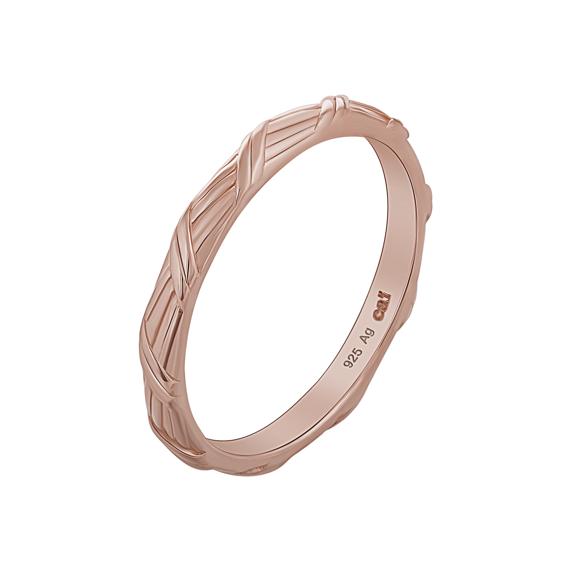 CAÏ Fingerring »925 Silber rosévergoldet Flechtoptik Stacking«