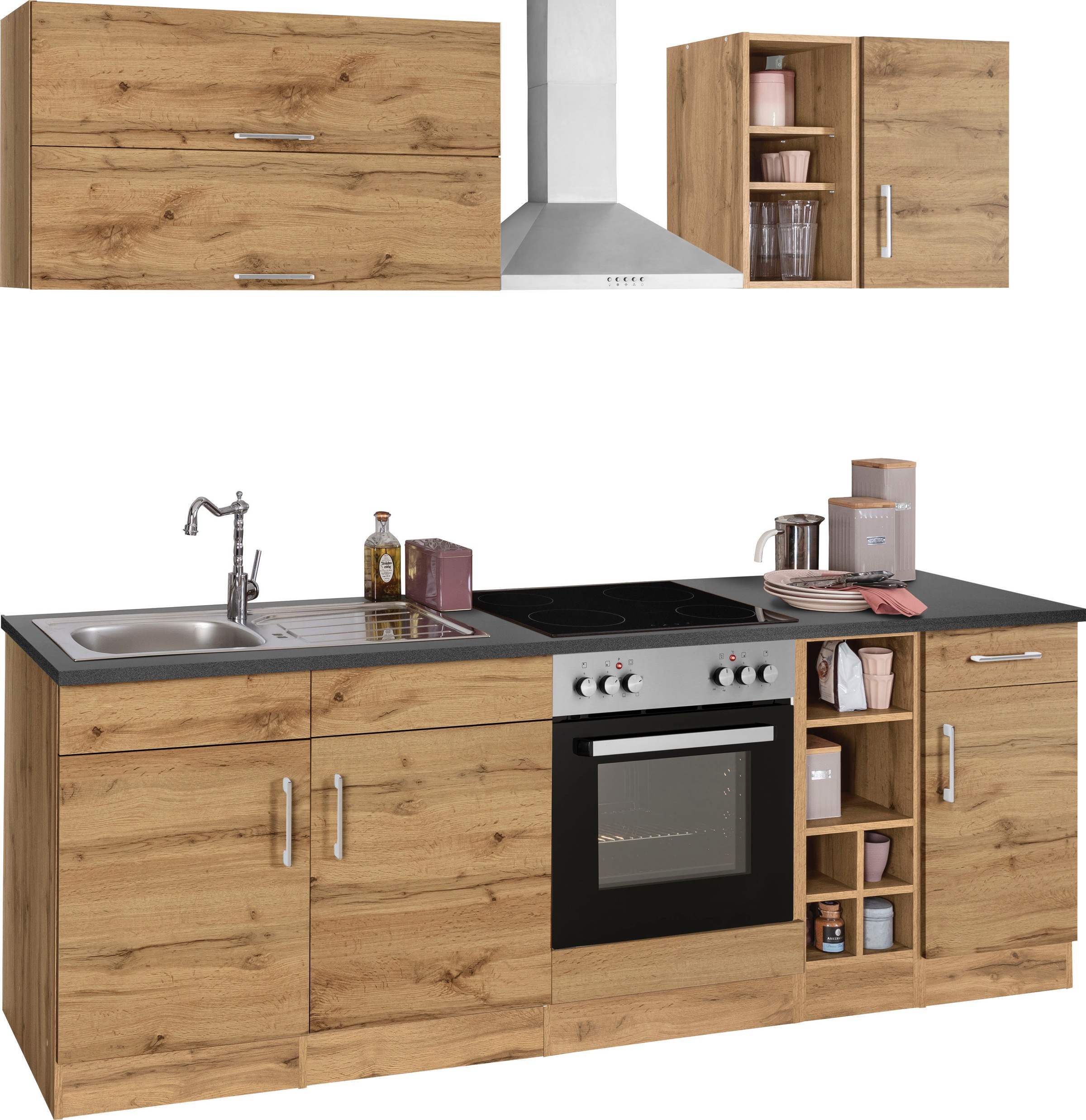 KOCHSTATION Küchenzeile »KS-Colmar«, mit E-Geräten, Breite 240 cm