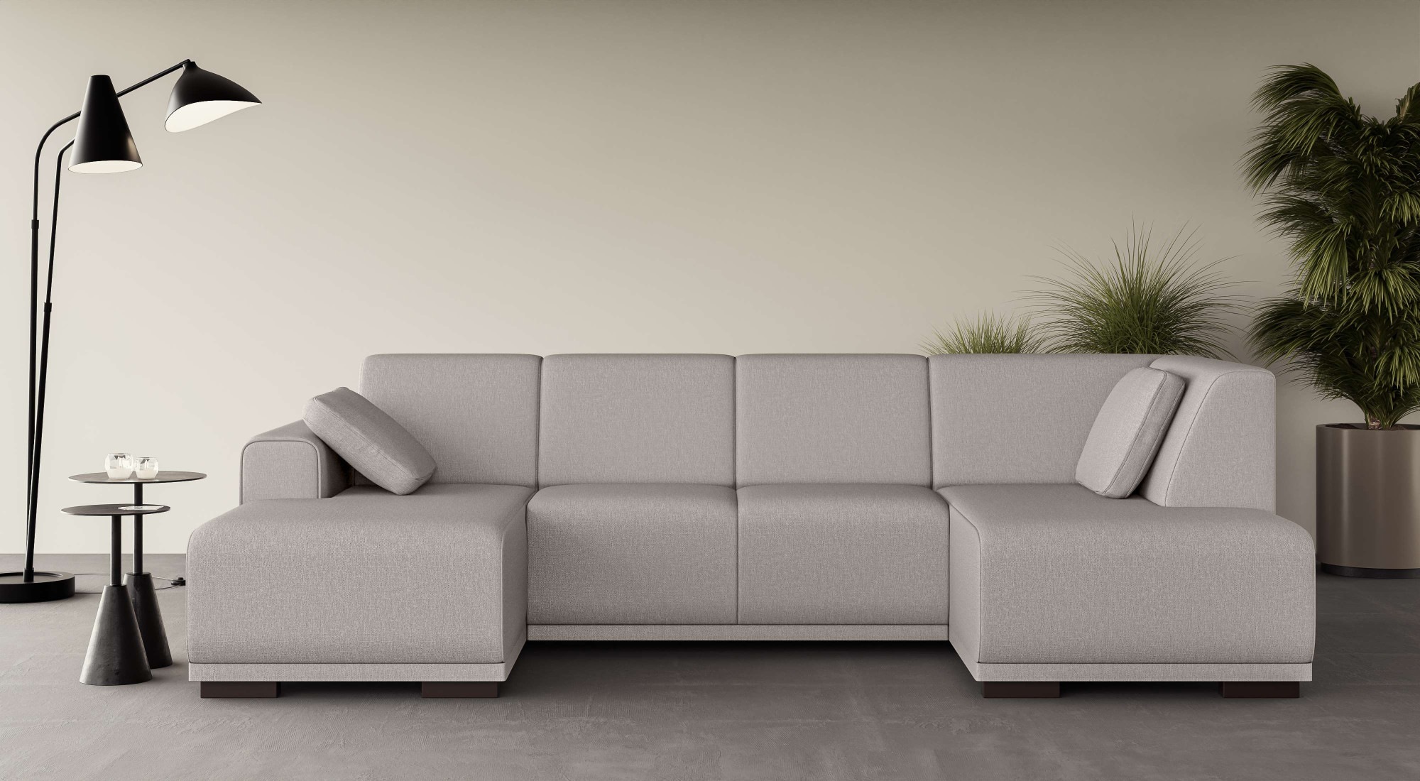 Home affaire Wohnlandschaft »BORNHOLM U-Form mit Recamiere rechts/links, B/T/H: 300/162/85 cm«, U-Form mit Wellenunterfederung, Recamiere rechts oder links bestellbar