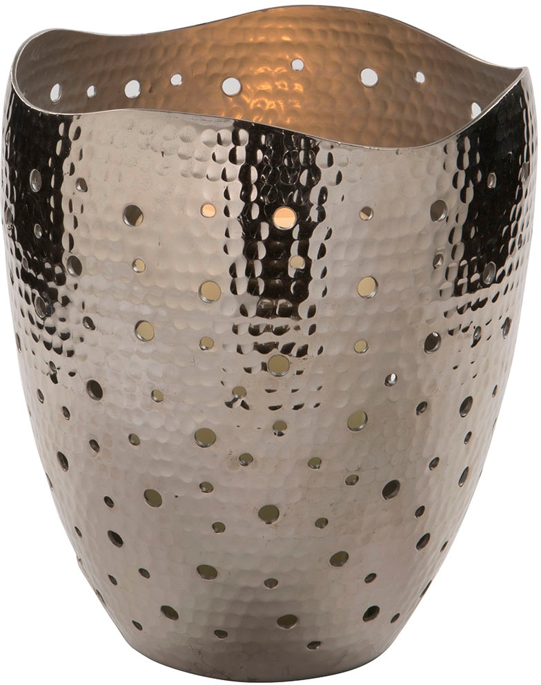 Fink Windlicht »ELIAS«, (1 St.), Silberfarben - aus Aluminium, mit runden Cut-Outs