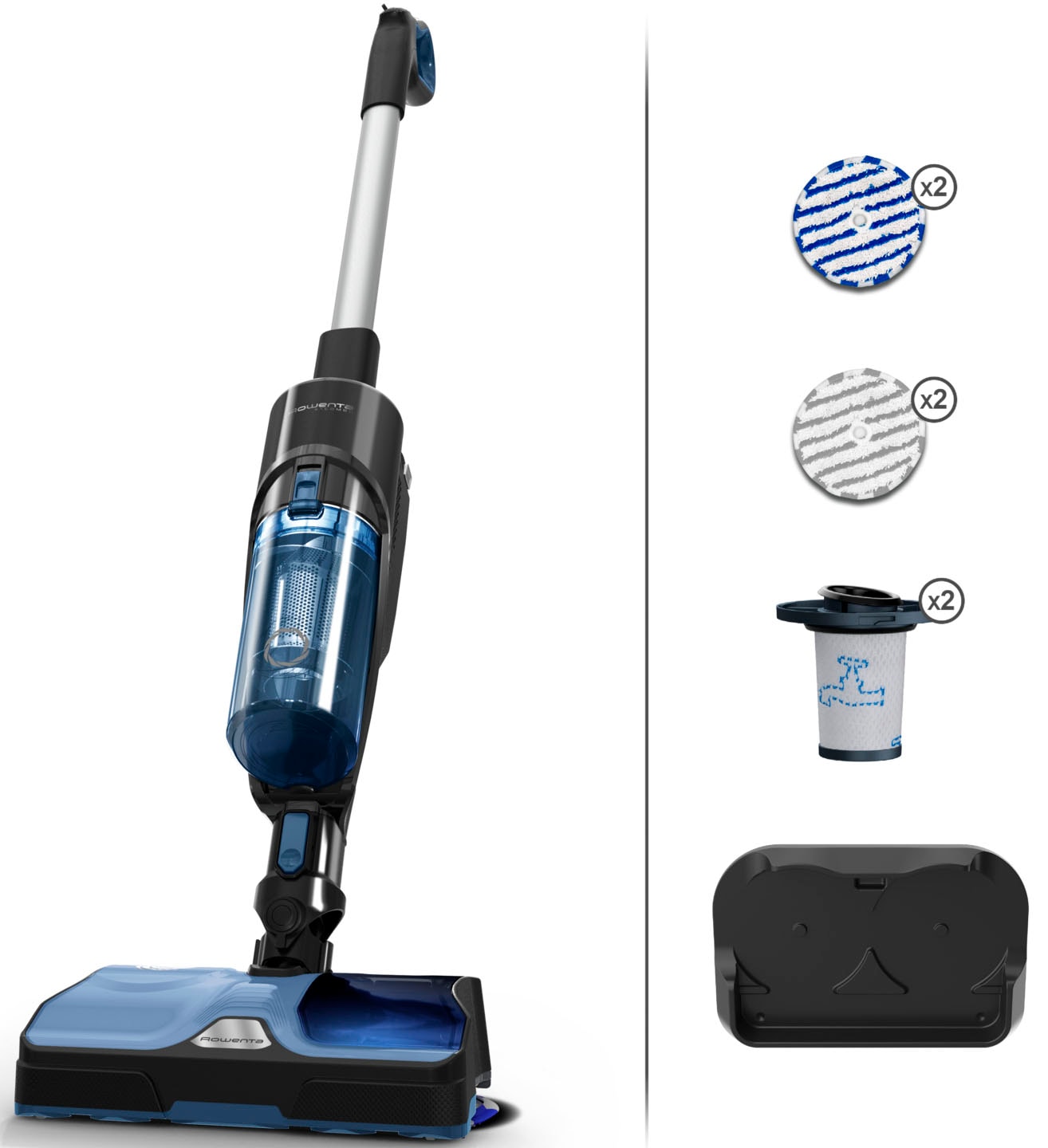 Rowenta Nass-Trocken-Akkusauger »X-Combo, 2-in-1 Staubsaugen und rotierendes Wischen gleichzeitig«, hohe Saugkraft, drei Reinigungsmodi, starker 21,6 V Akku, GZ3038