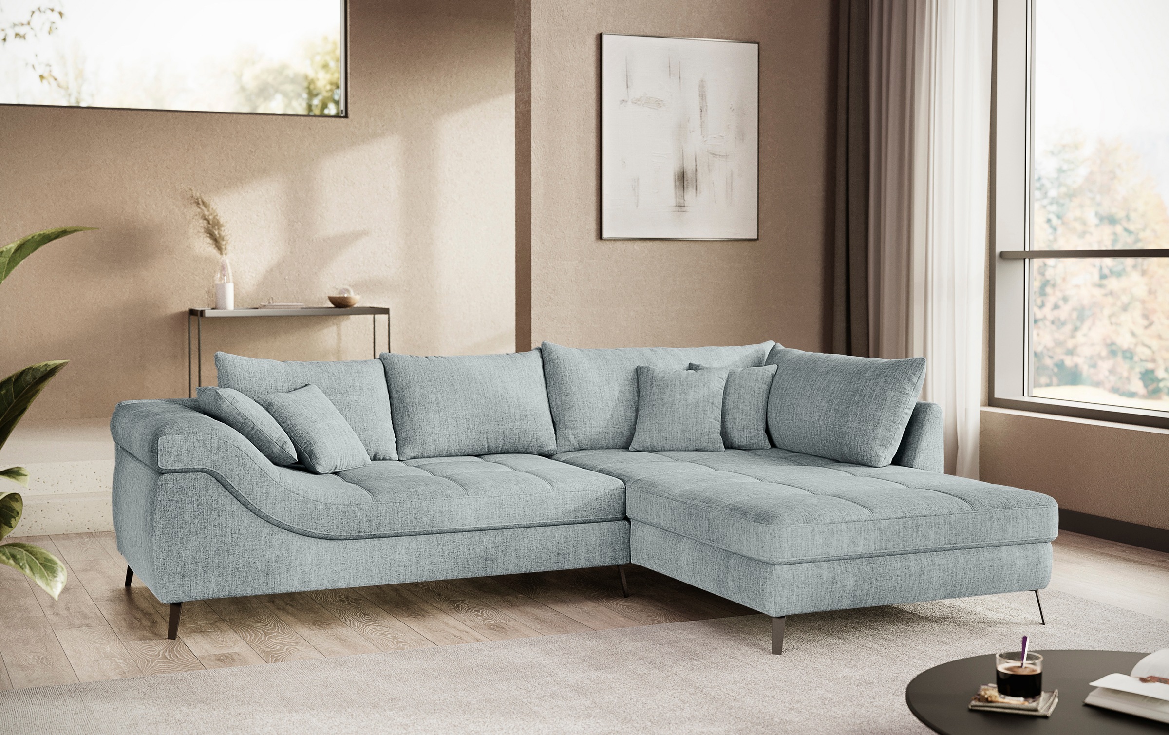 Mr. Couch Ecksofa »Portofino L-Form«, 4 Bezugsqualitäten, 13,5 cm hohe Meta günstig online kaufen