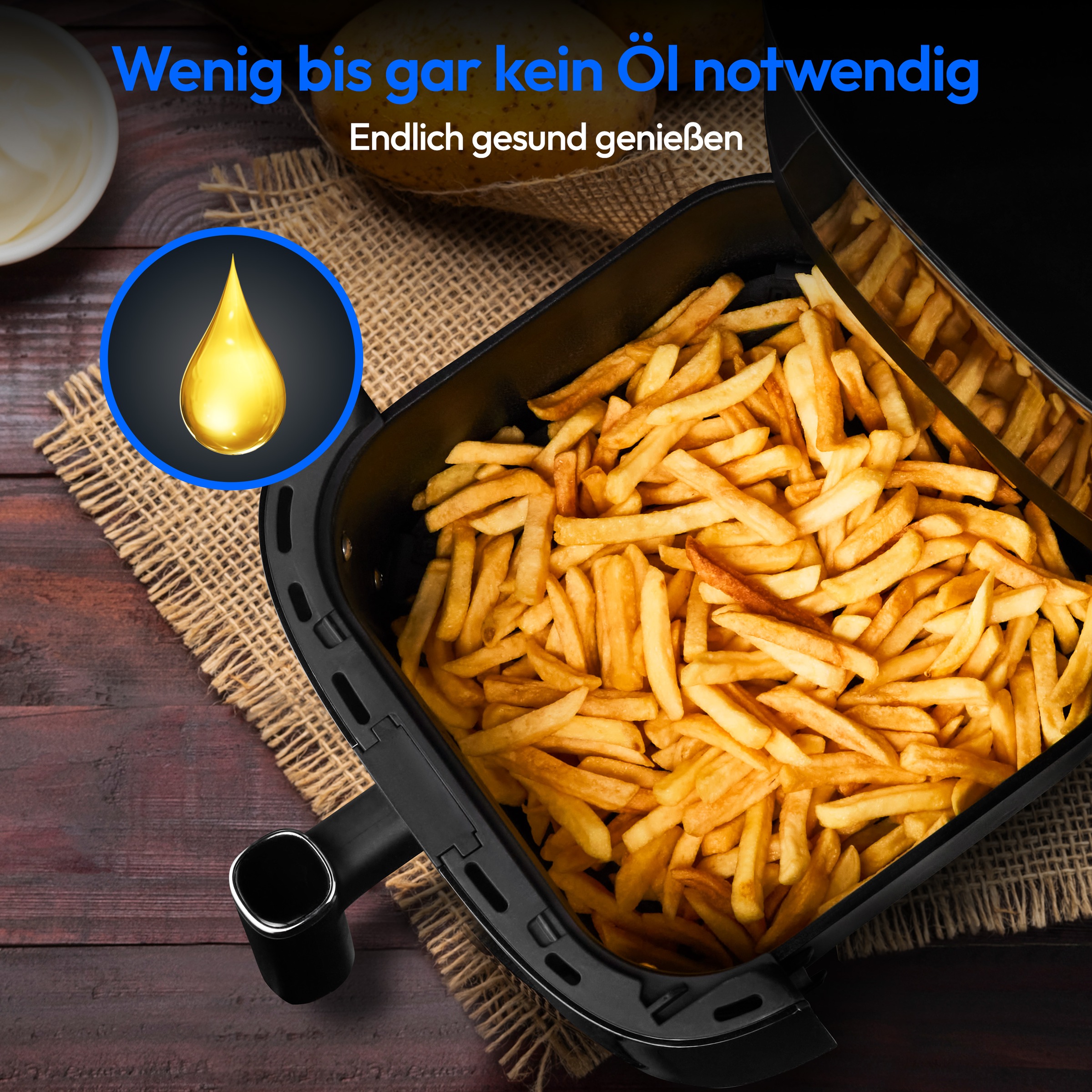 Medion® Heißluftfritteuse »X10 XL (MD 11780), 5 L, 10 Automatikprogramme, Wassersprayfunktion«, 1500 W, Temperatur einstellbar 80 - 230 °C, ILAG Beschichtung, Timer