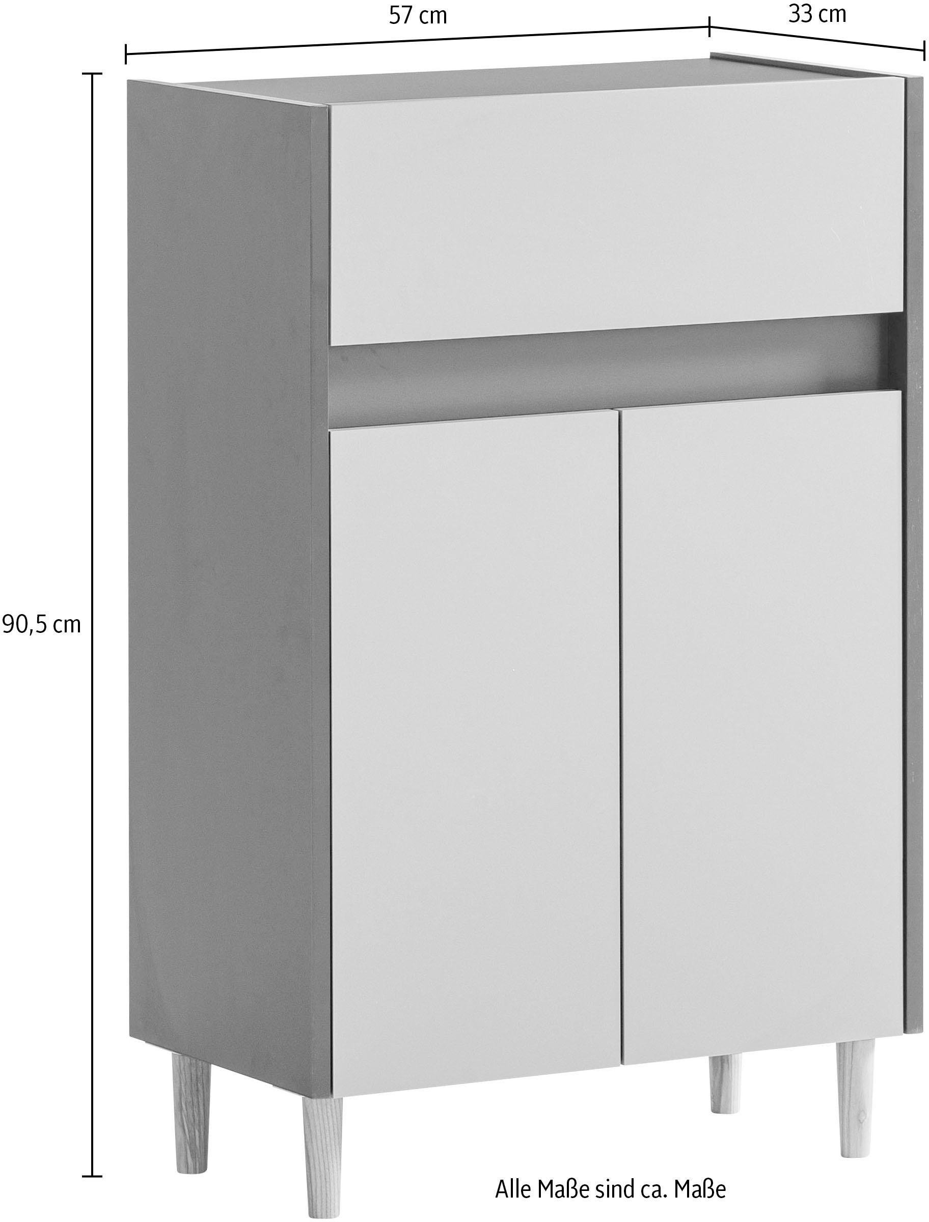 welltime Unterschrank »Lovis, Breite 56 cm«, Metallbeschläge, Möbelfüße aus Massivholz